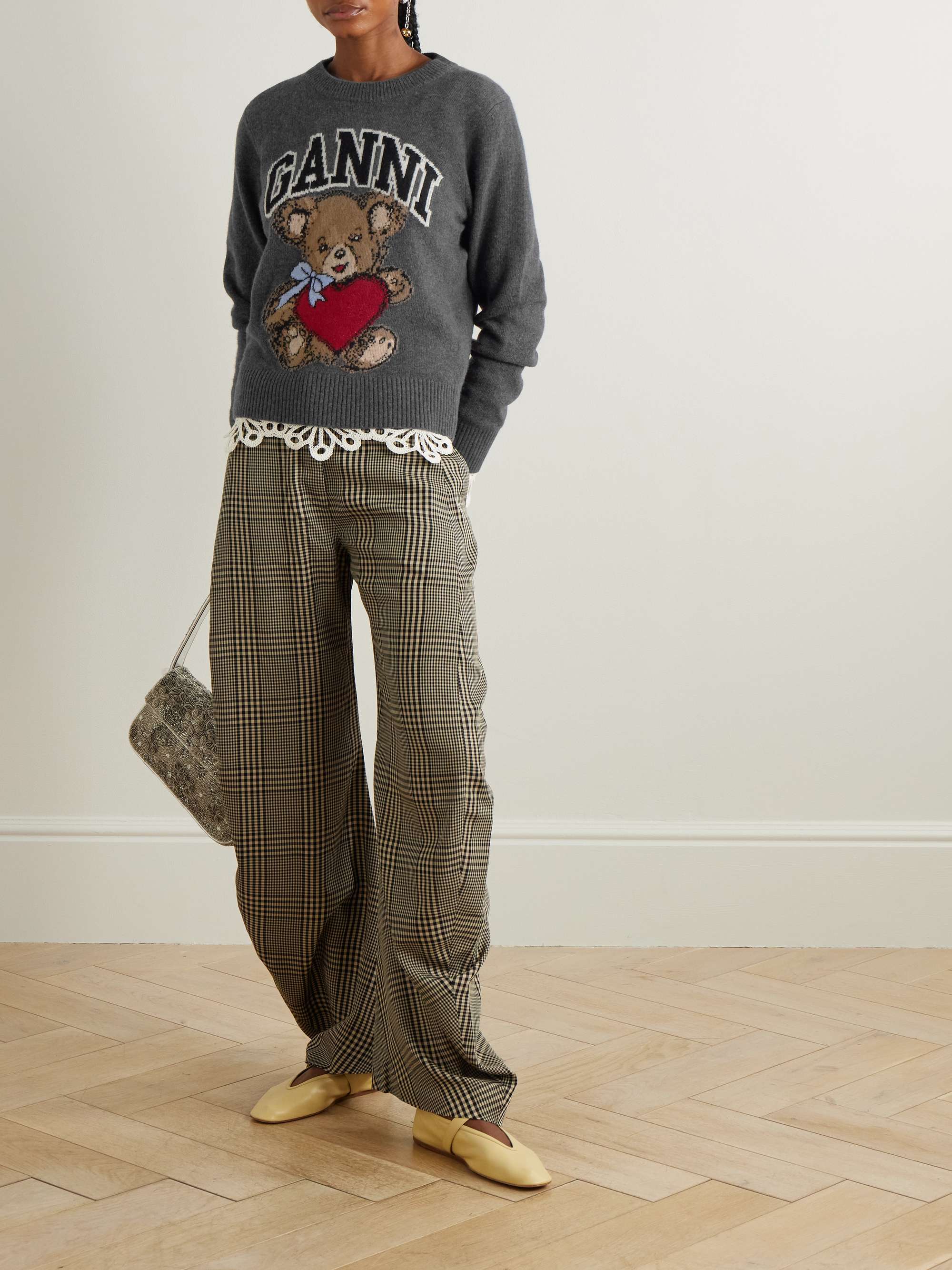 Intarsia wool-blend sweater view