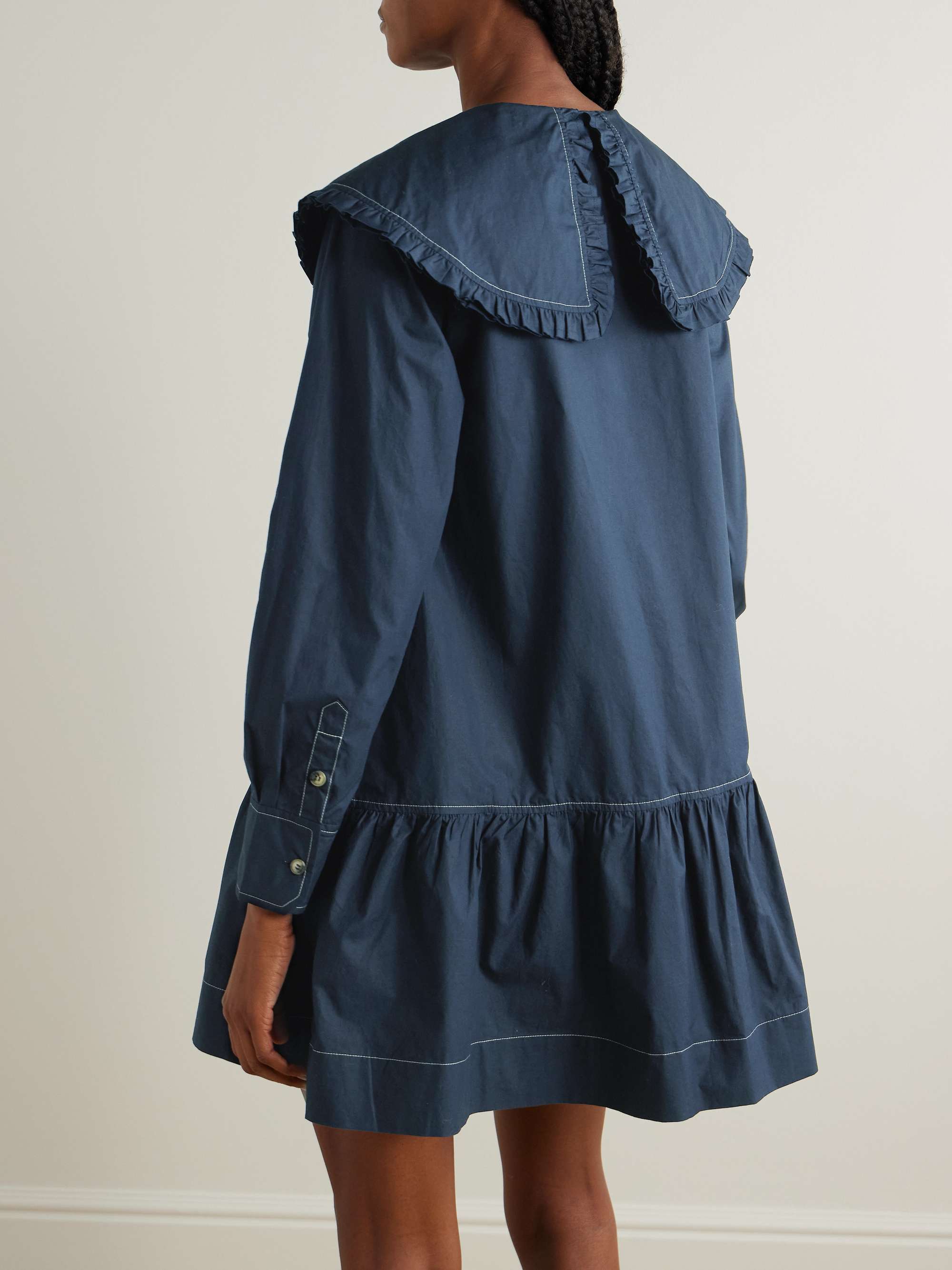 Ruffled organic cotton-poplin mini shirt dress view