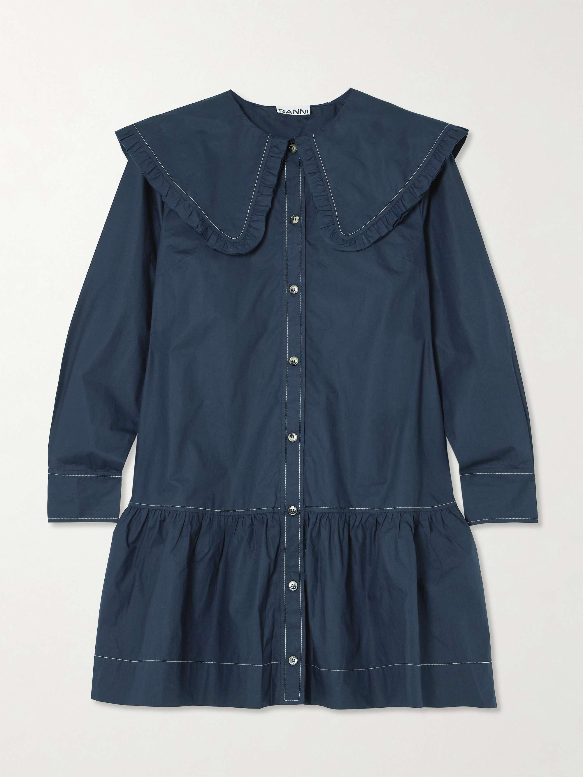 Ruffled organic cotton-poplin mini shirt dress view