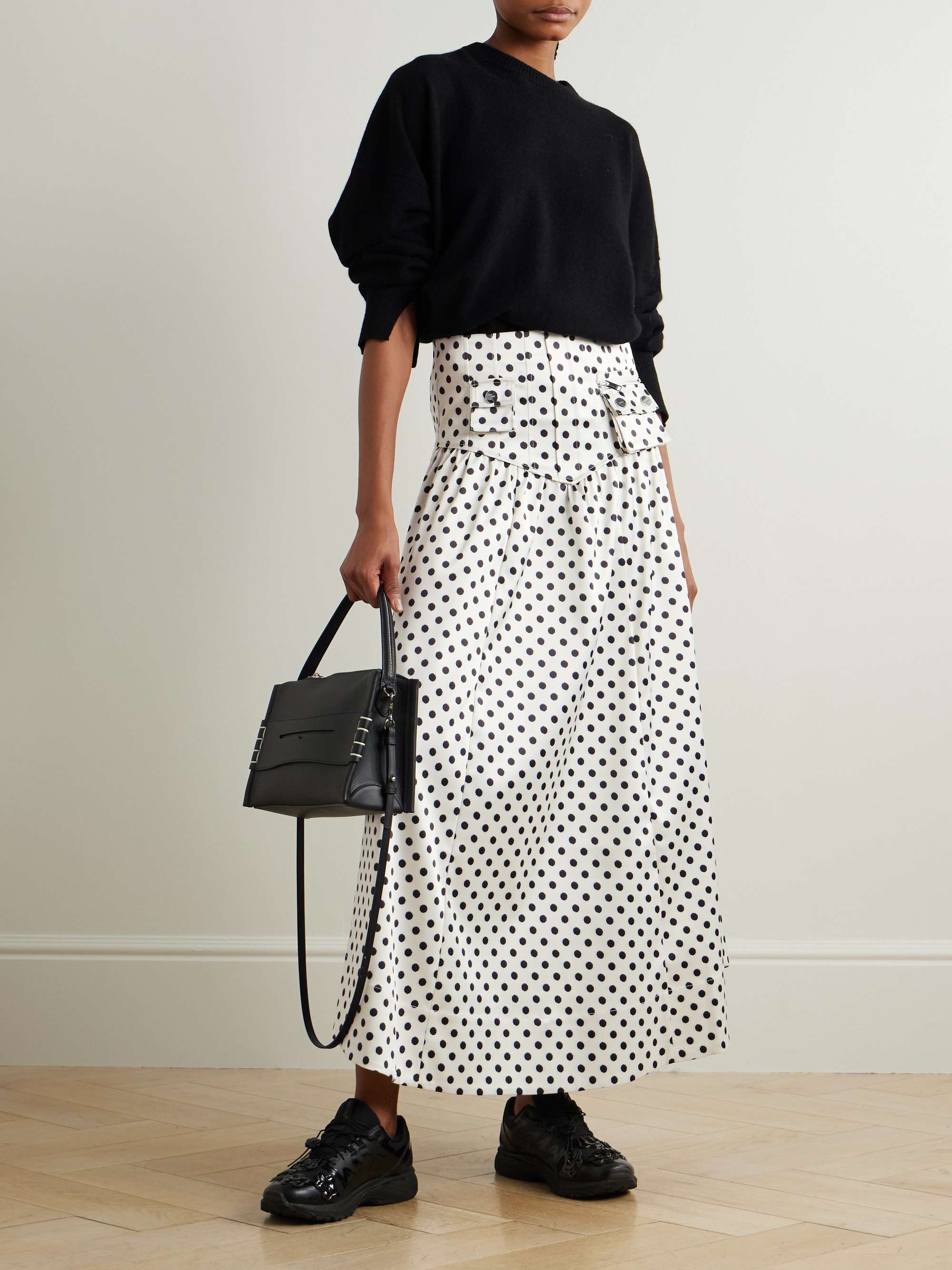 Egret polka-dot recycled-satin maxi skirt view