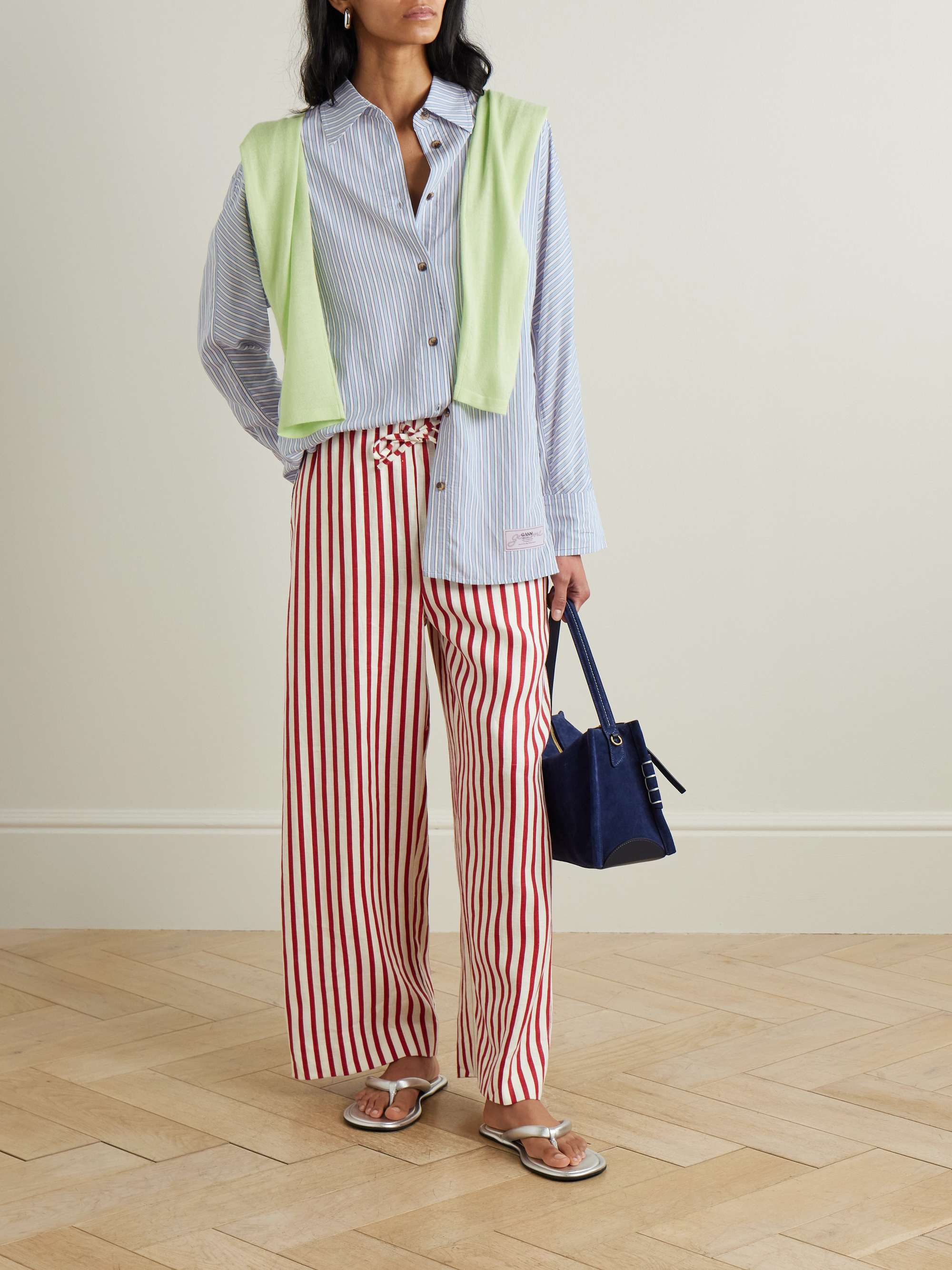 Striped poplin shirt view