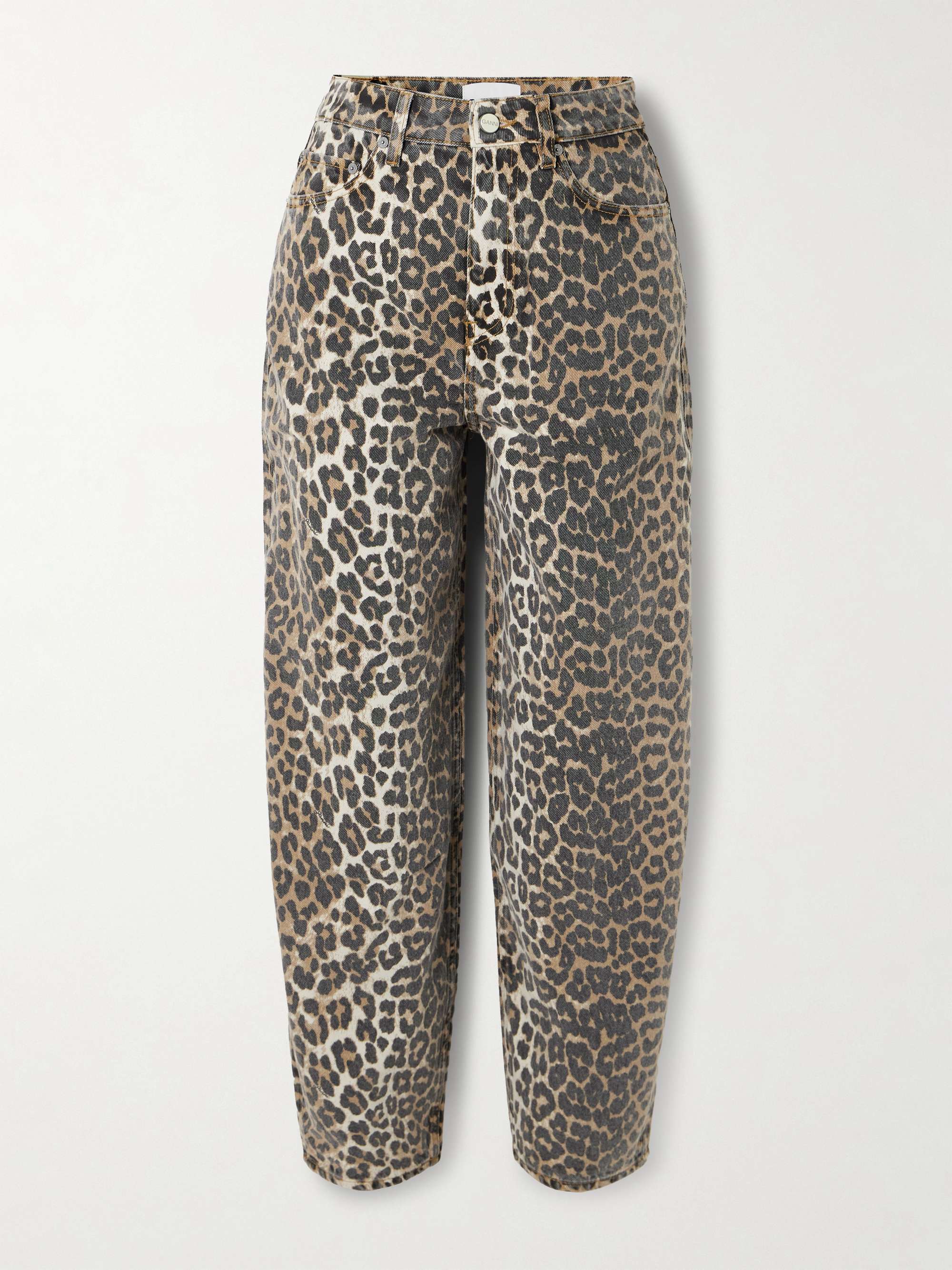 Leopard-print high-rise tapered jeans view