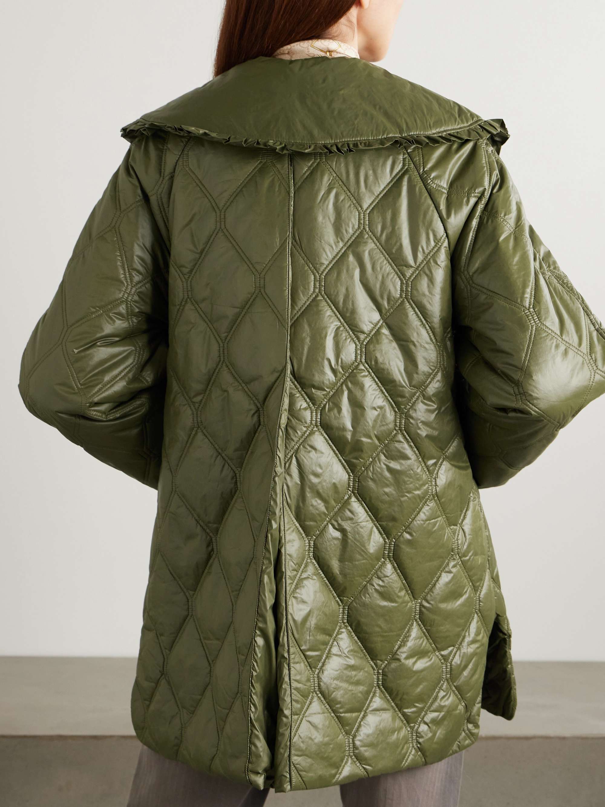 Ruffled quilted padded recycled-shell jacket view
