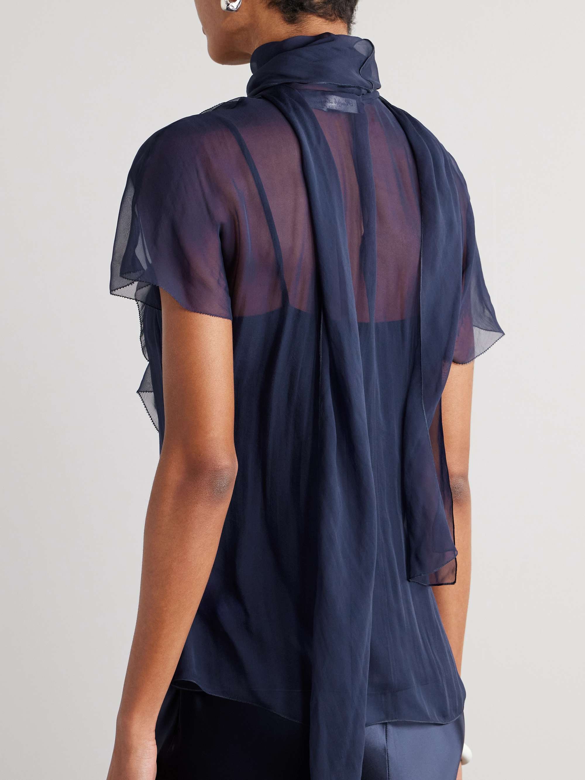 Etta pussy-bow ruffled silk-chiffon blouse view