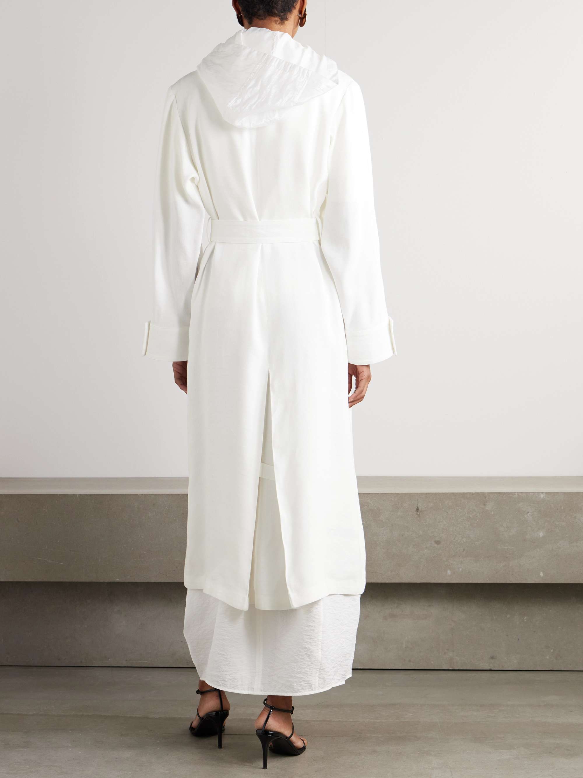 Maiden hooded linen-blend canvas and voile trench coat view