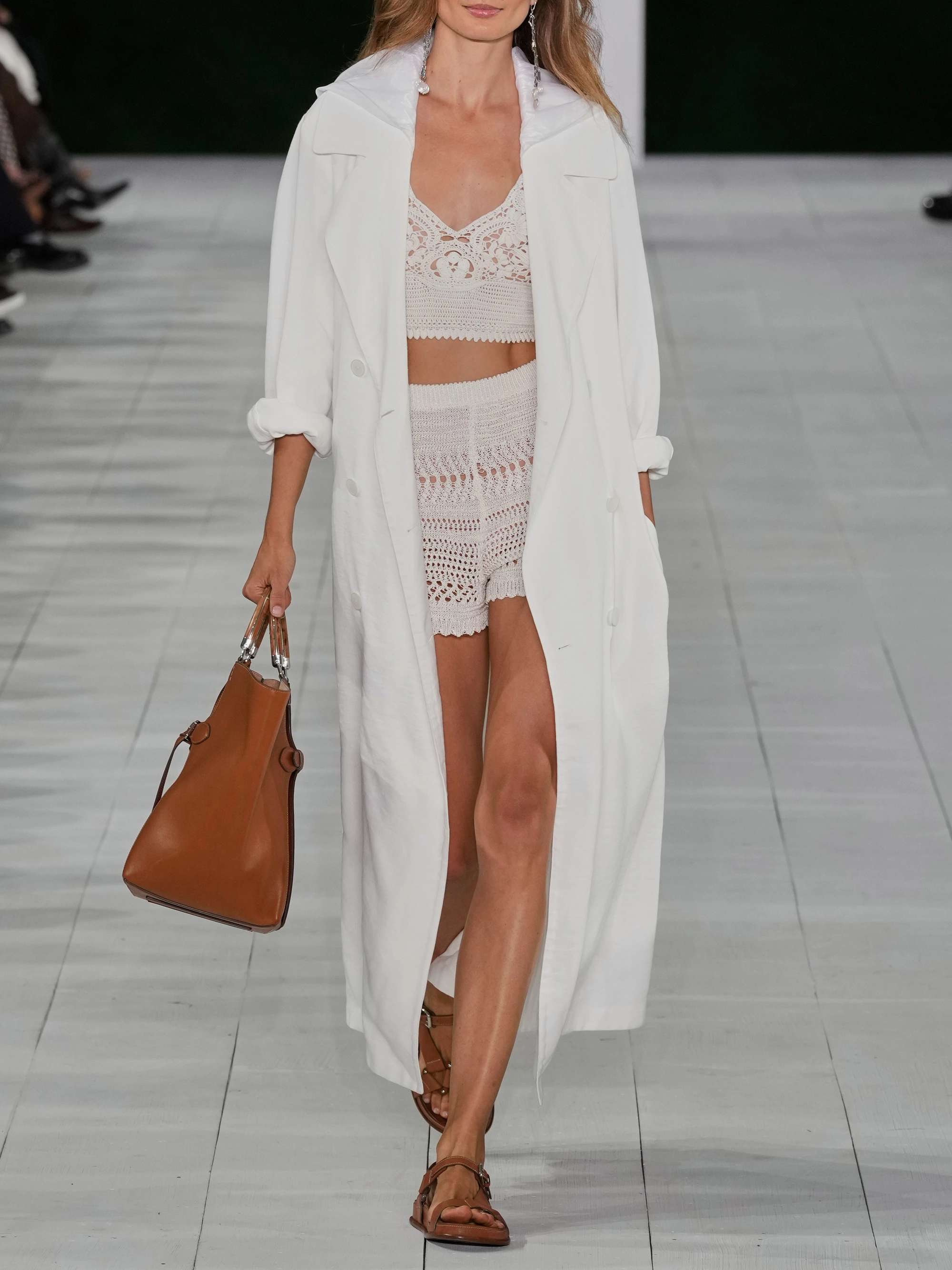 Maiden hooded linen-blend canvas and voile trench coat view
