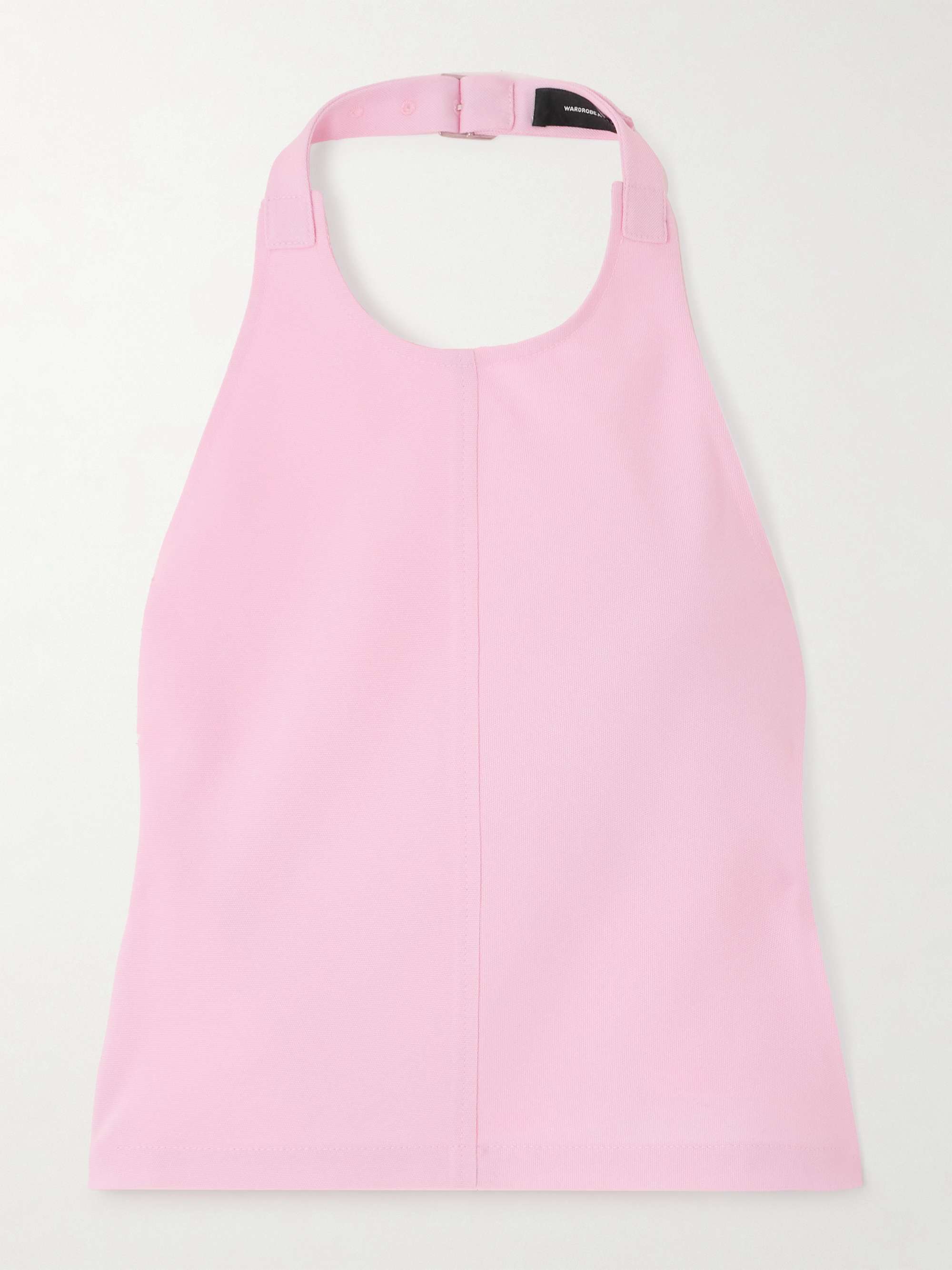 Open-back grain de poudre wool halterneck top view