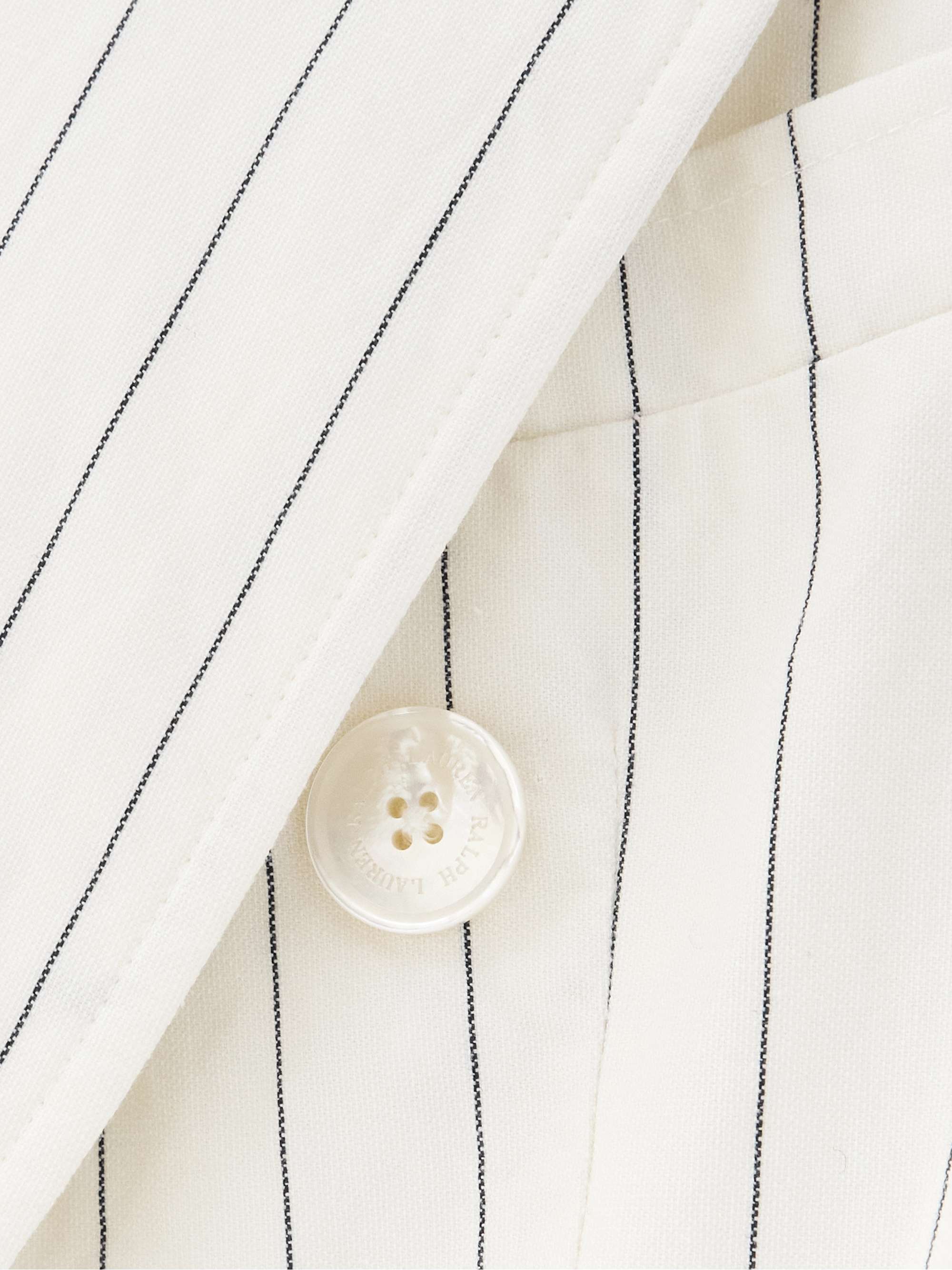 Pinstriped cotton, linen and wool-blend blazer view
