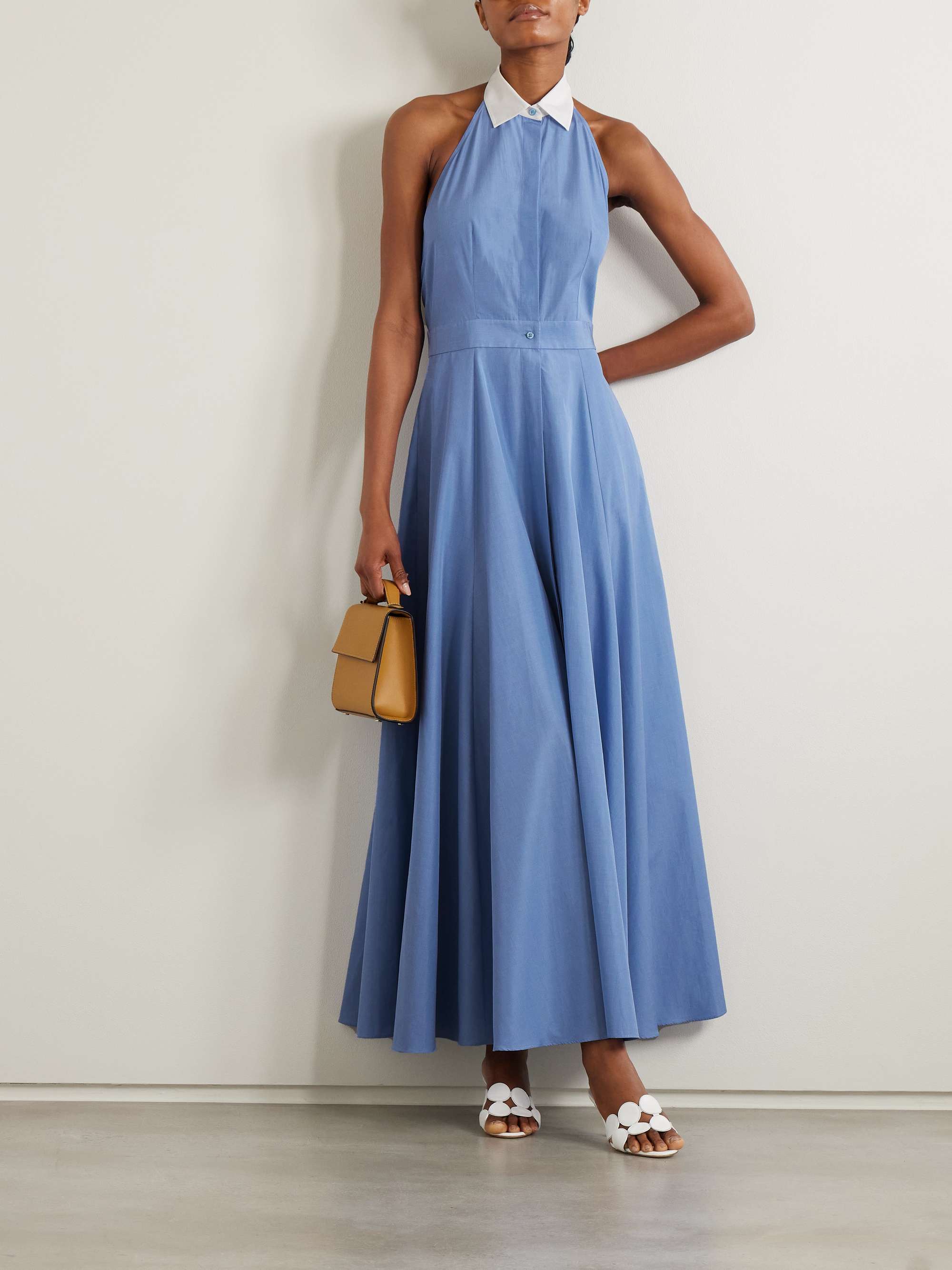 Eldred open-back pleated cotton maxi dress view