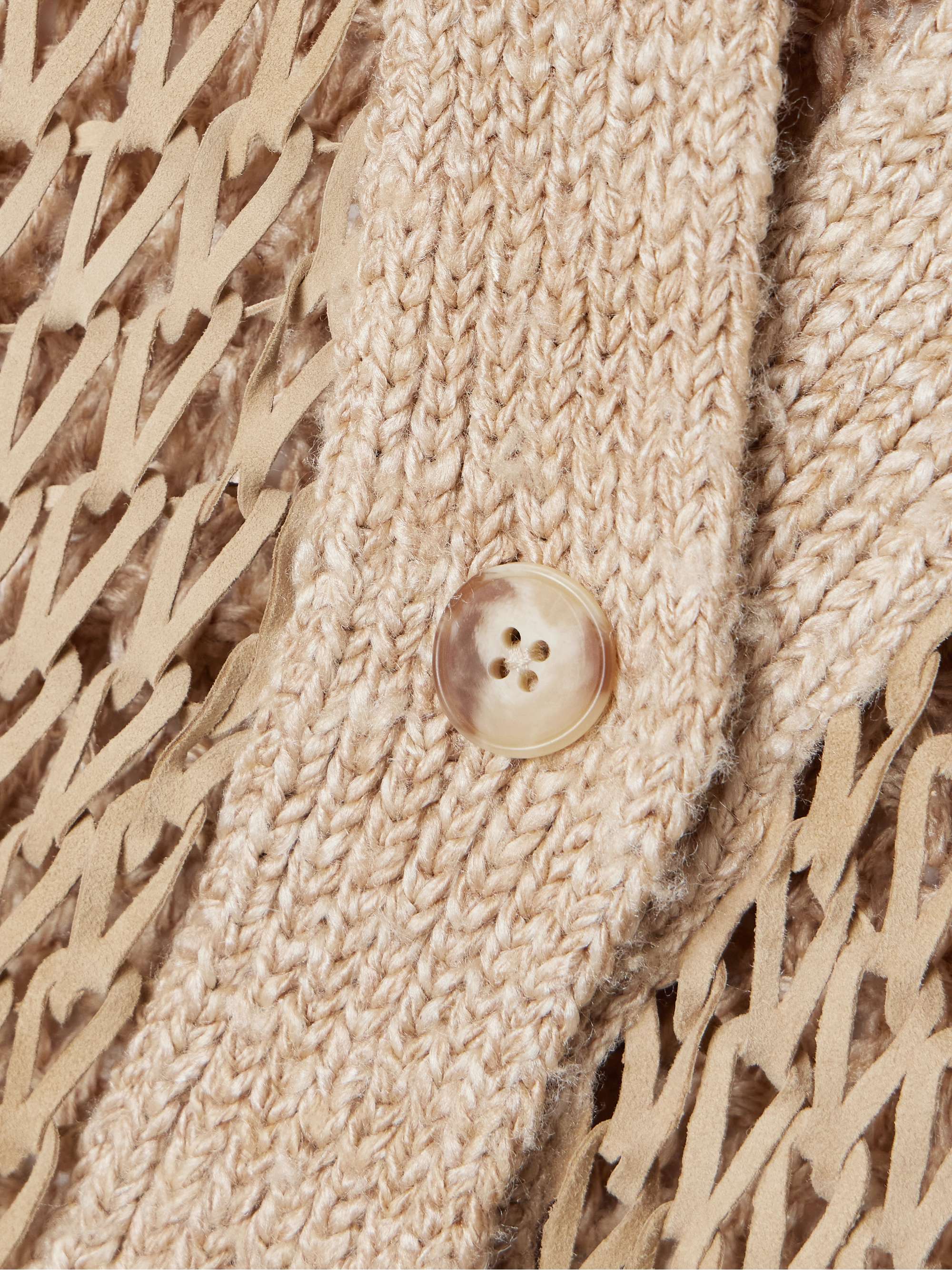 Open-knit suede and linen cardigan view