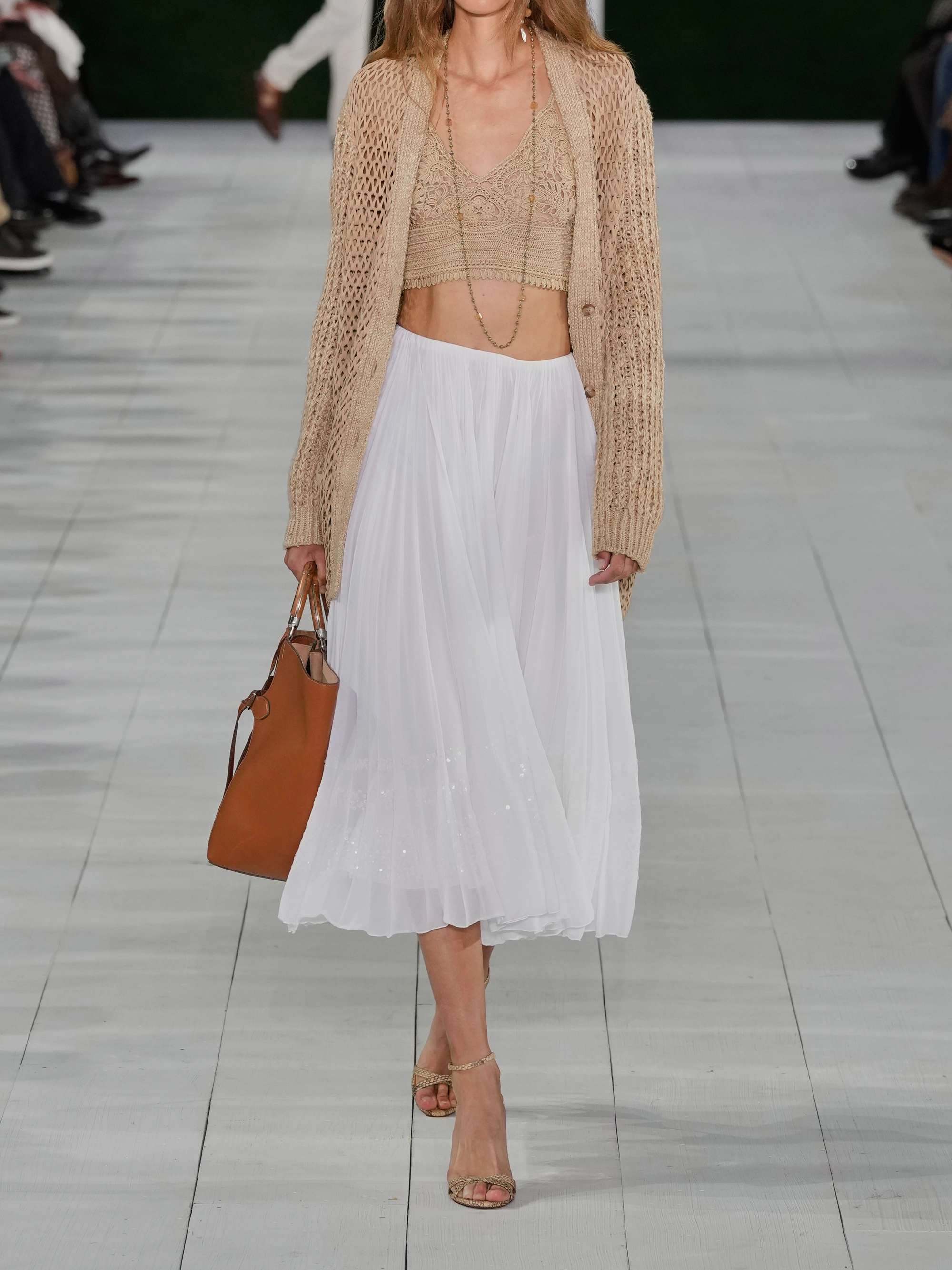 Open-knit suede and linen cardigan view