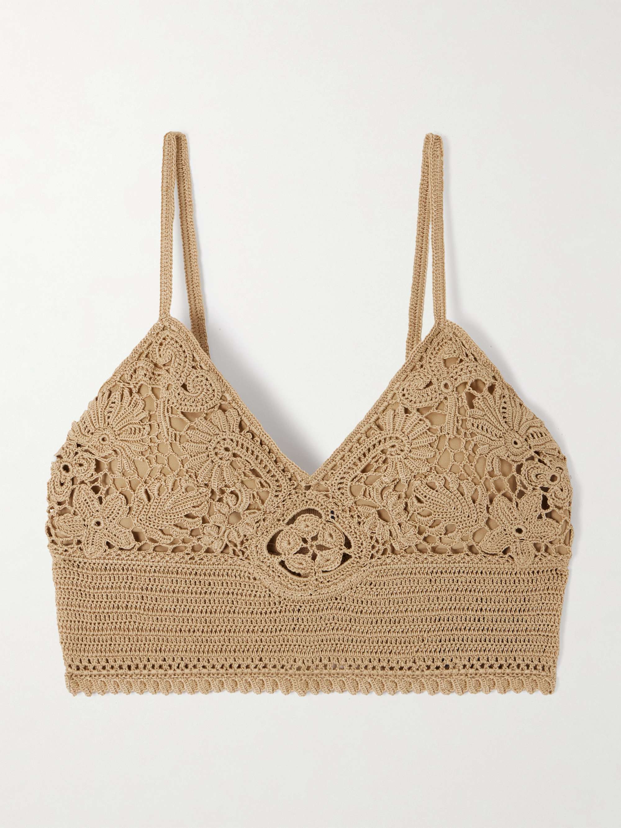 Cropped crocheted cotton top view