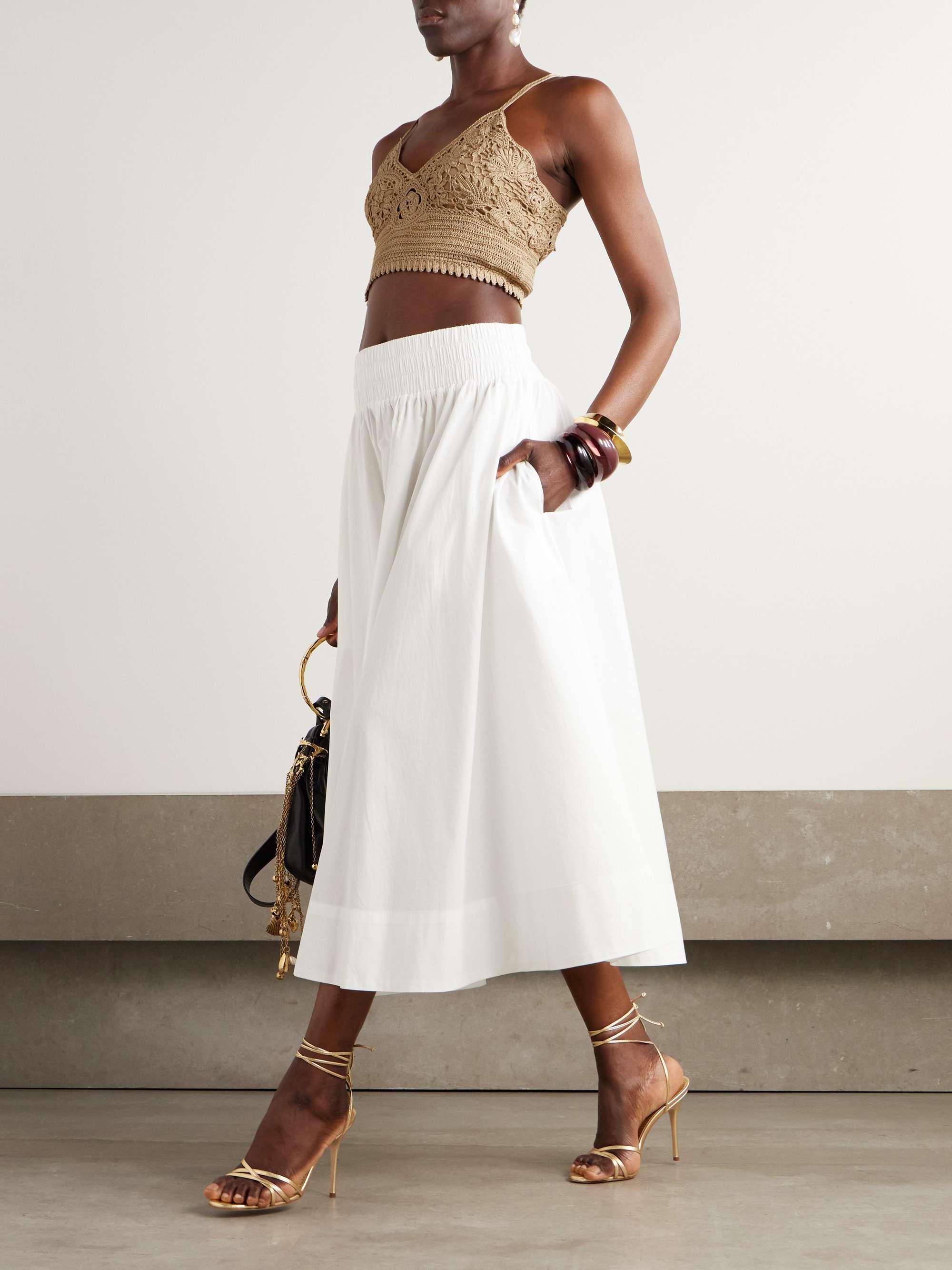 Cropped crocheted cotton top view