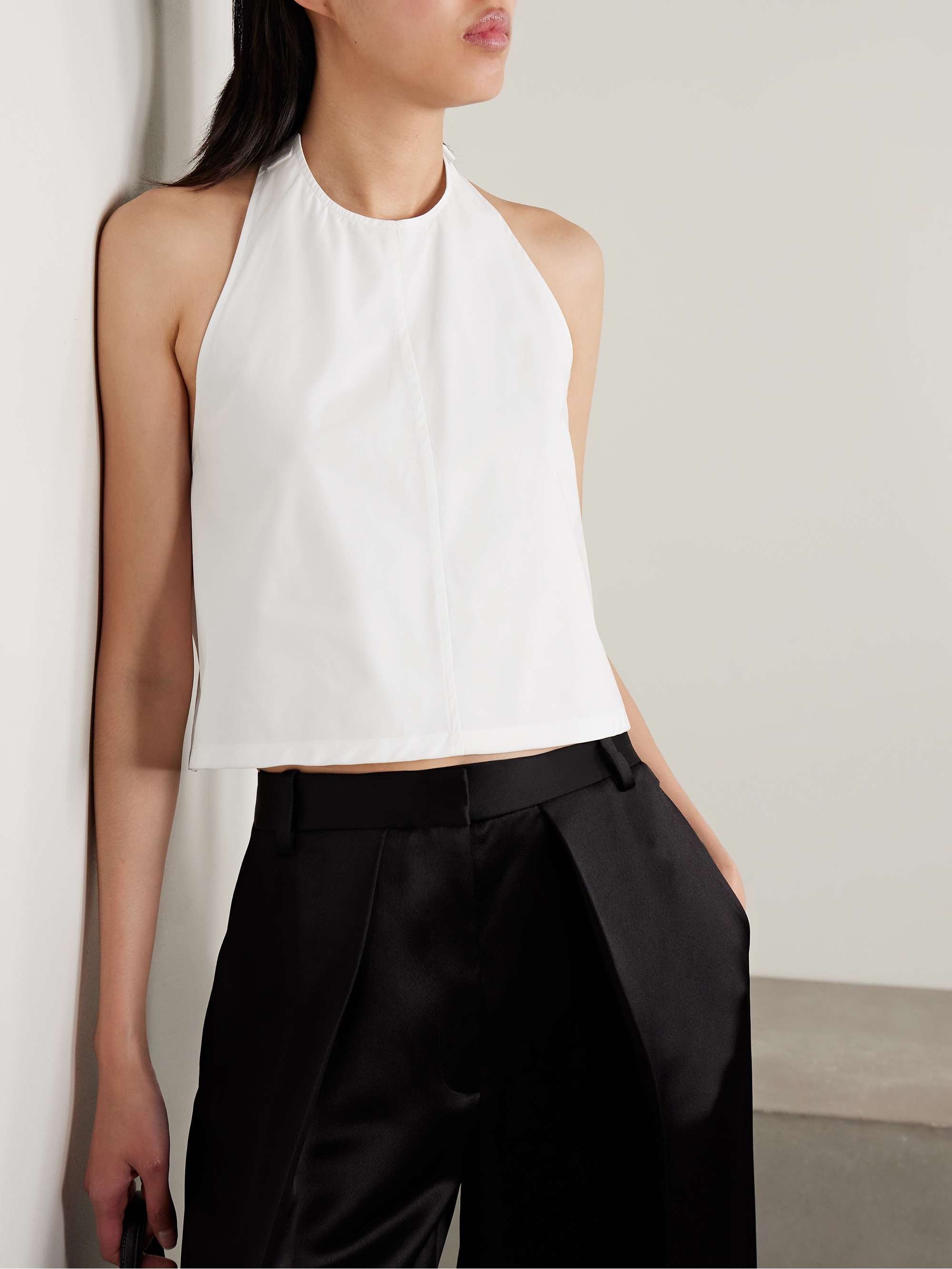 Convertible layered buckled cotton-poplin shirt view