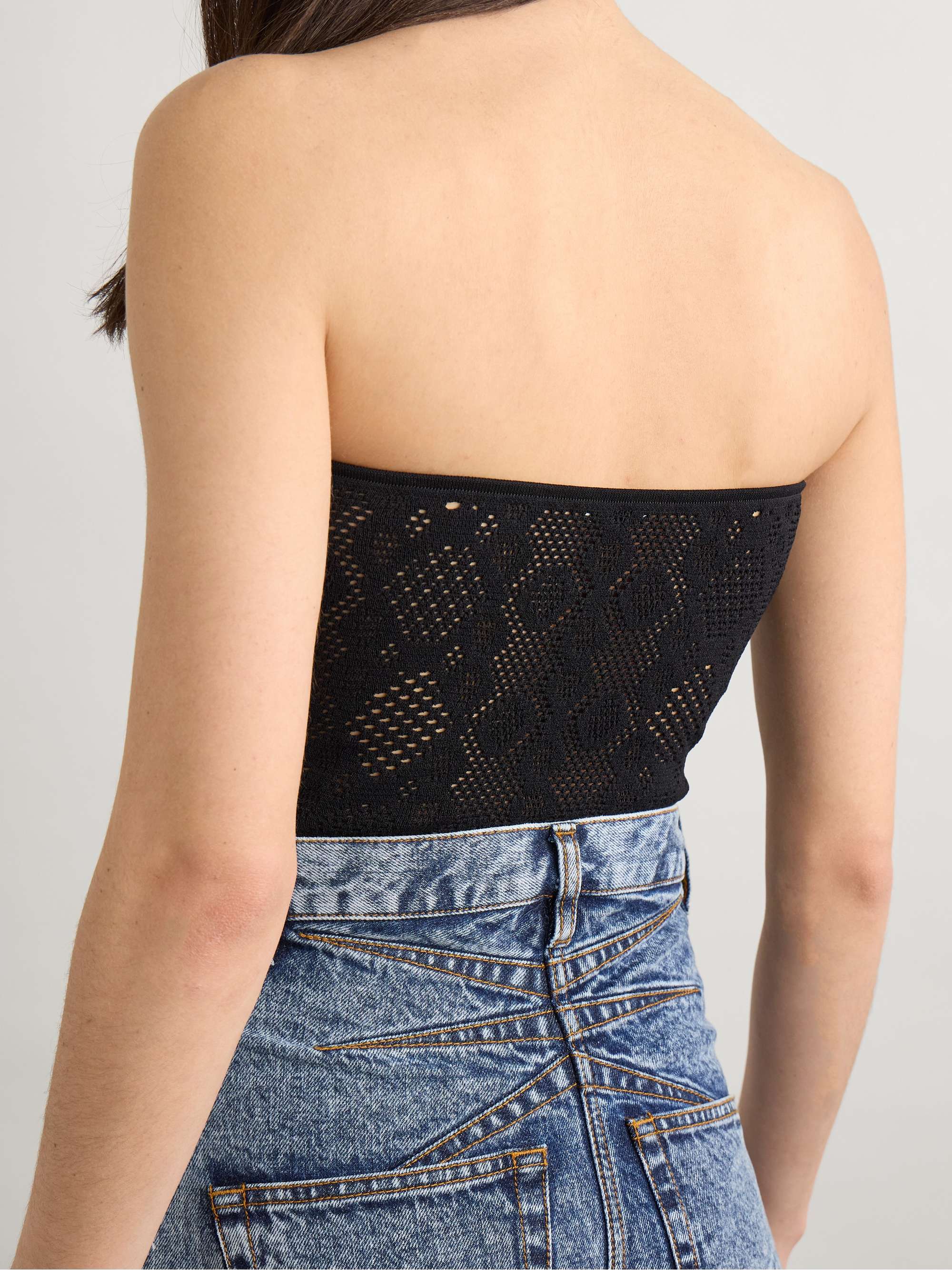 Strapless pointelle-knit bodysuit view