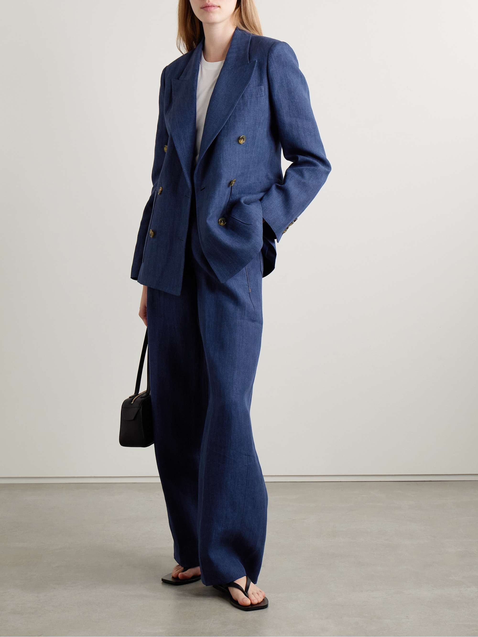 + Argent Chelsea double-breasted linen blazer view