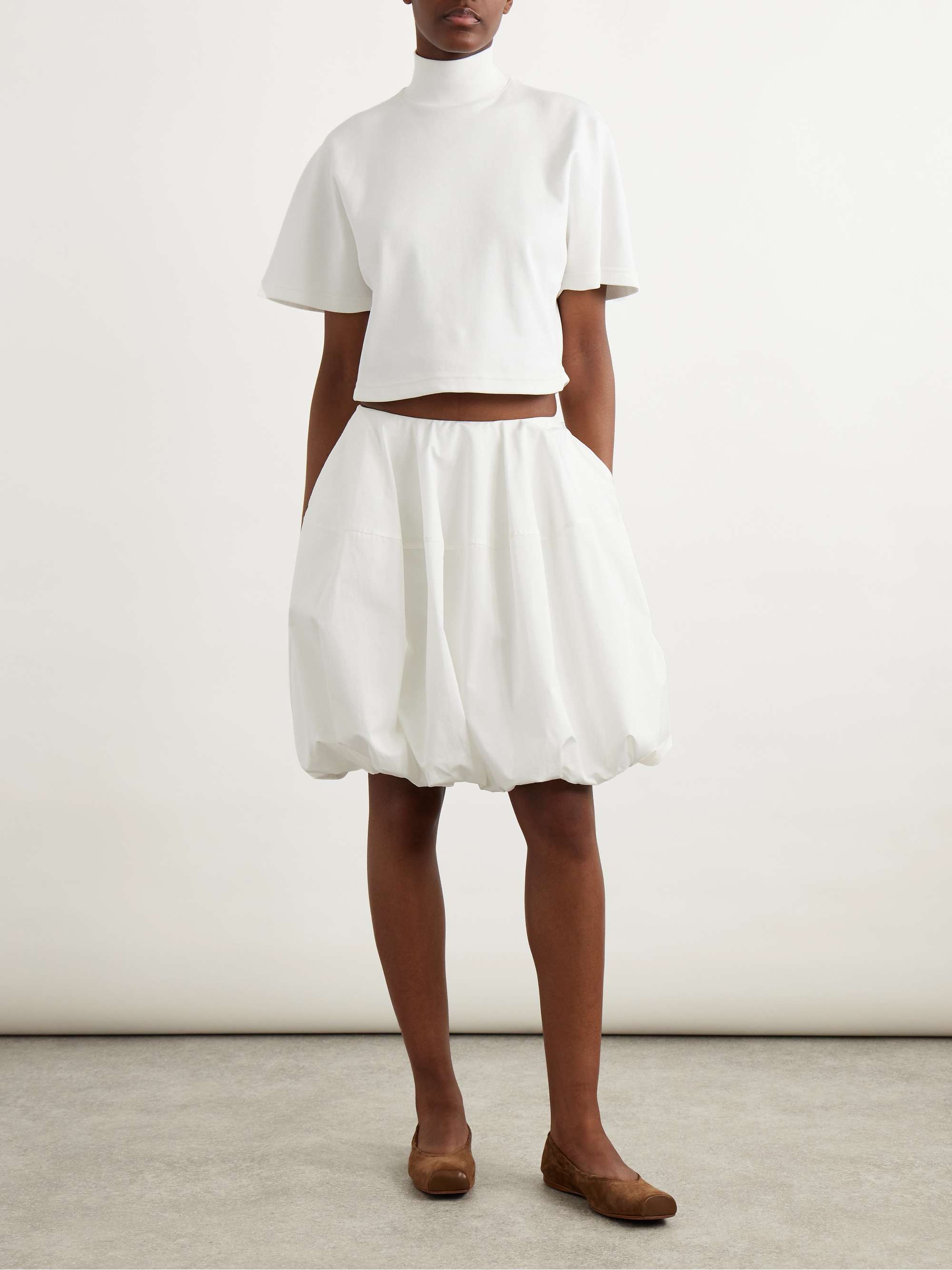 Cropped cotton-jersey turtleneck T-shirt view