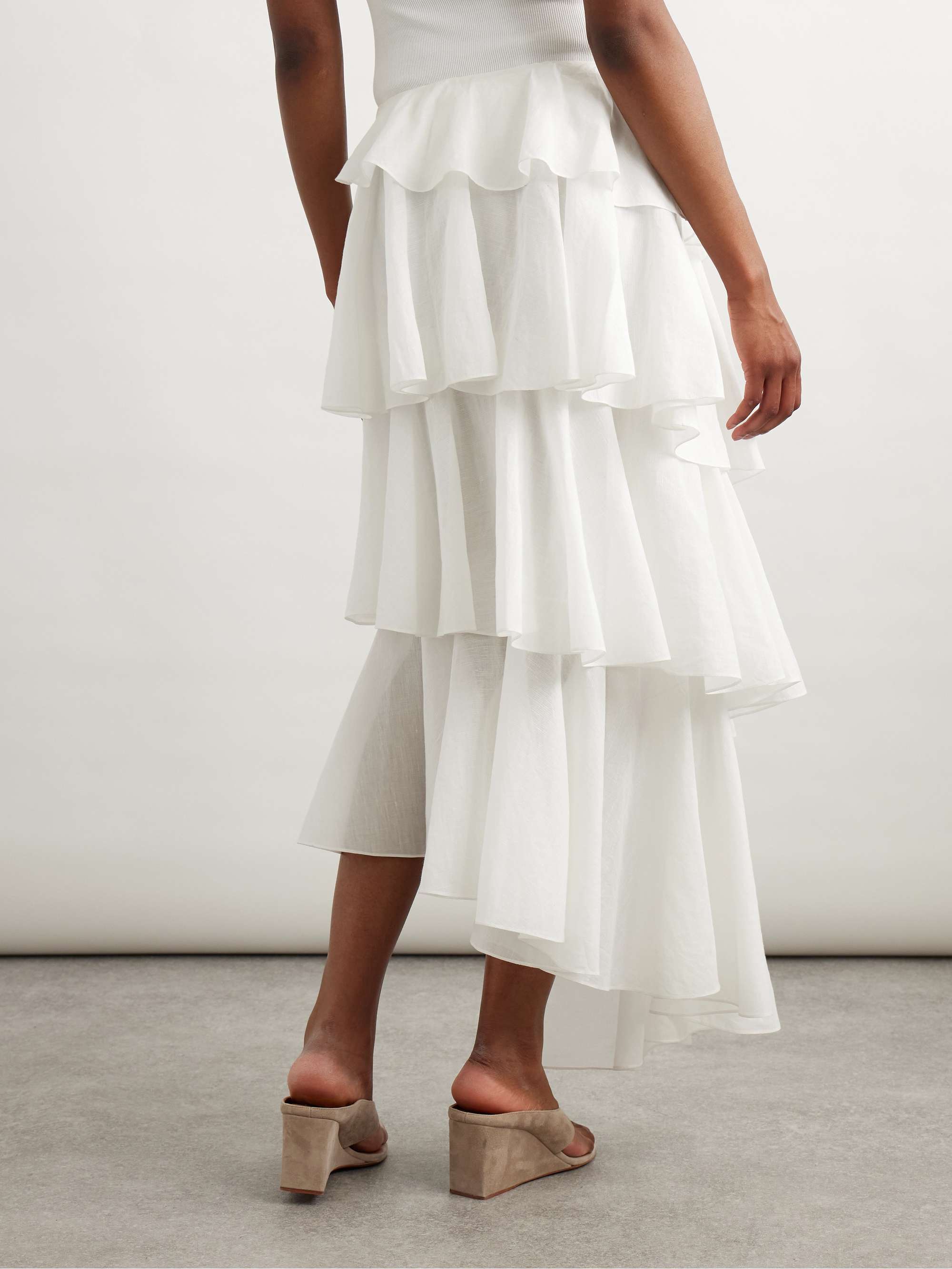 Tiered asymmetric cotton midi skirt view