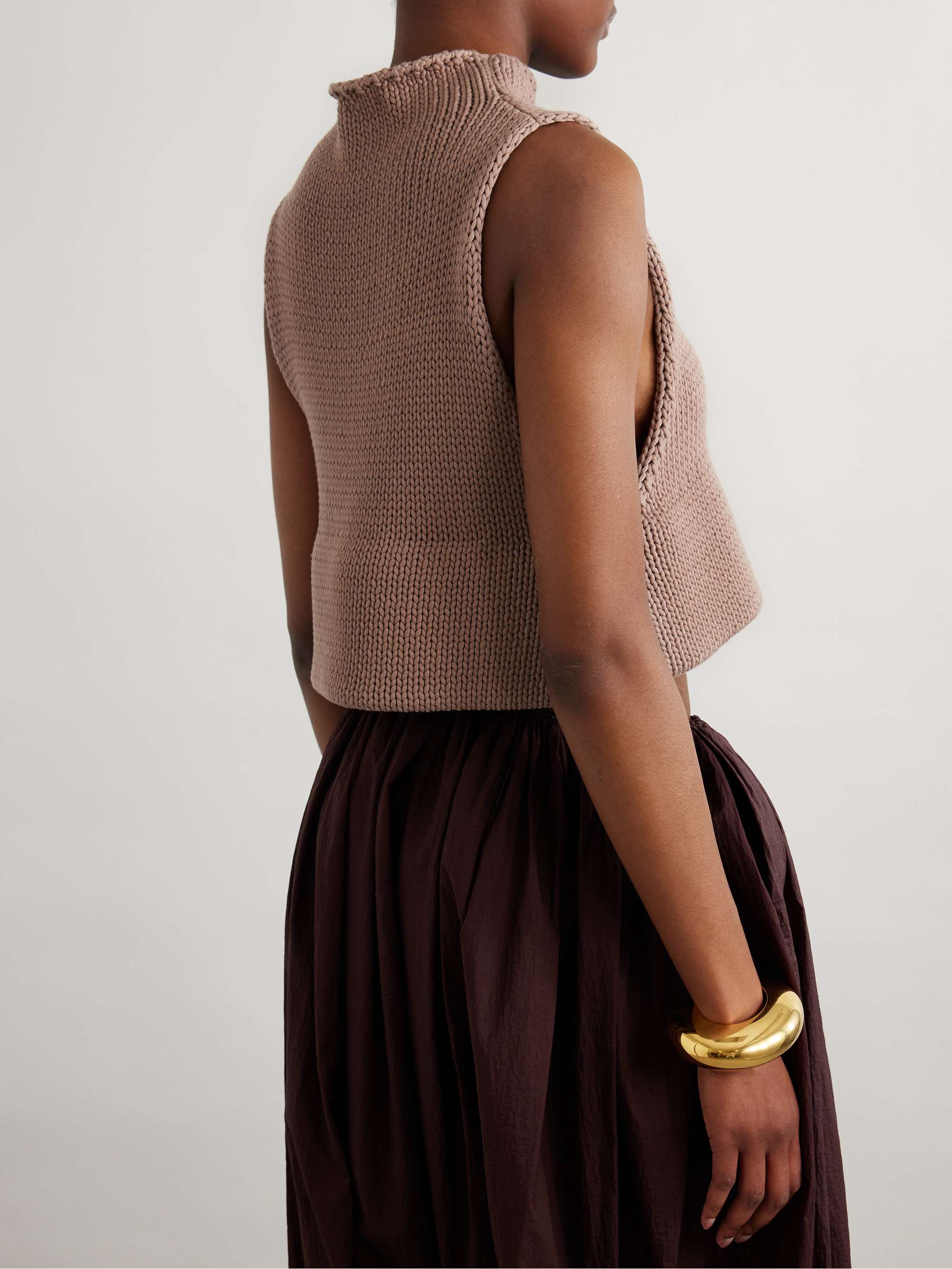 Cropped cotton-blend turtleneck tank view
