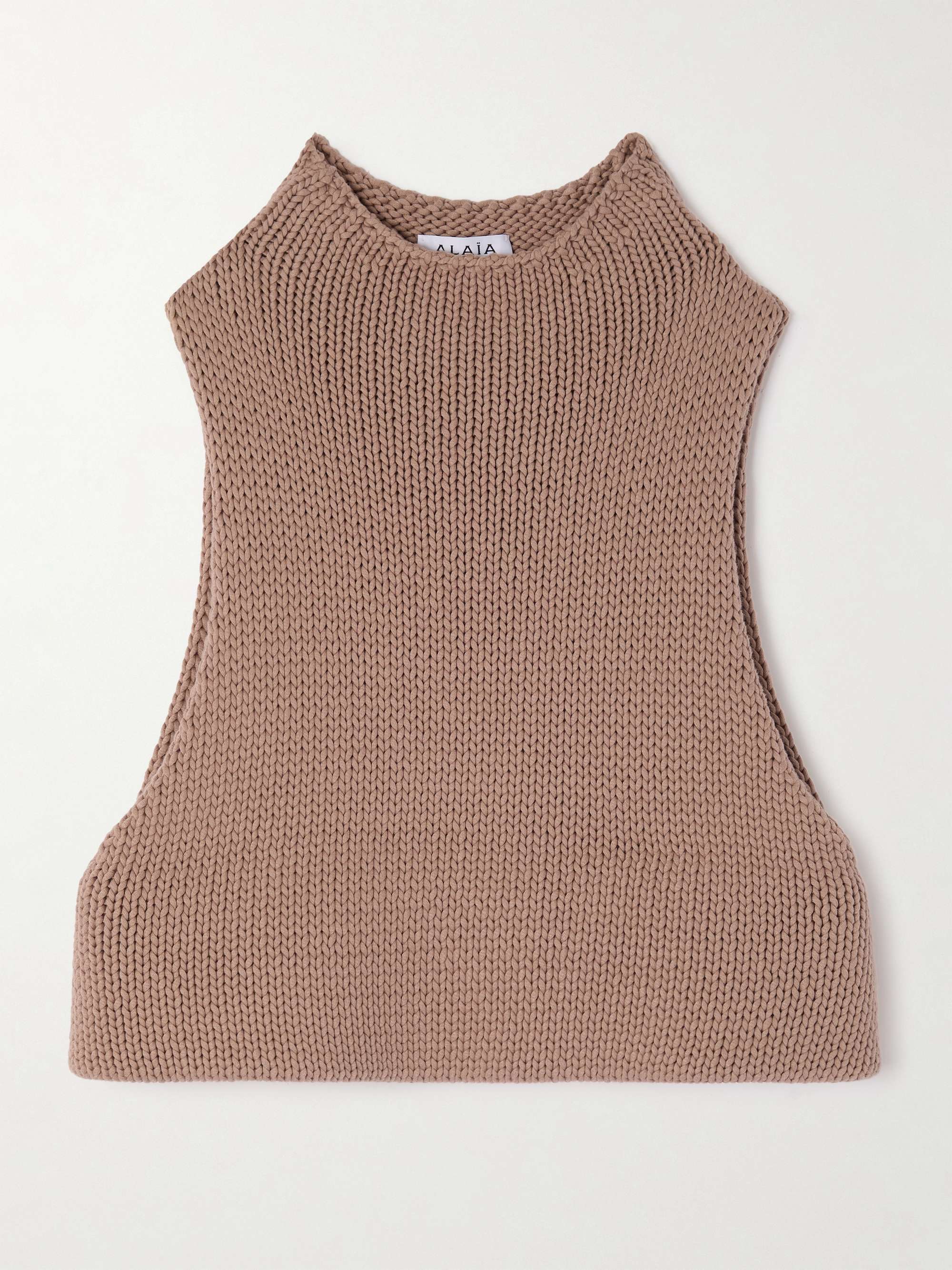 Cropped cotton-blend turtleneck tank view