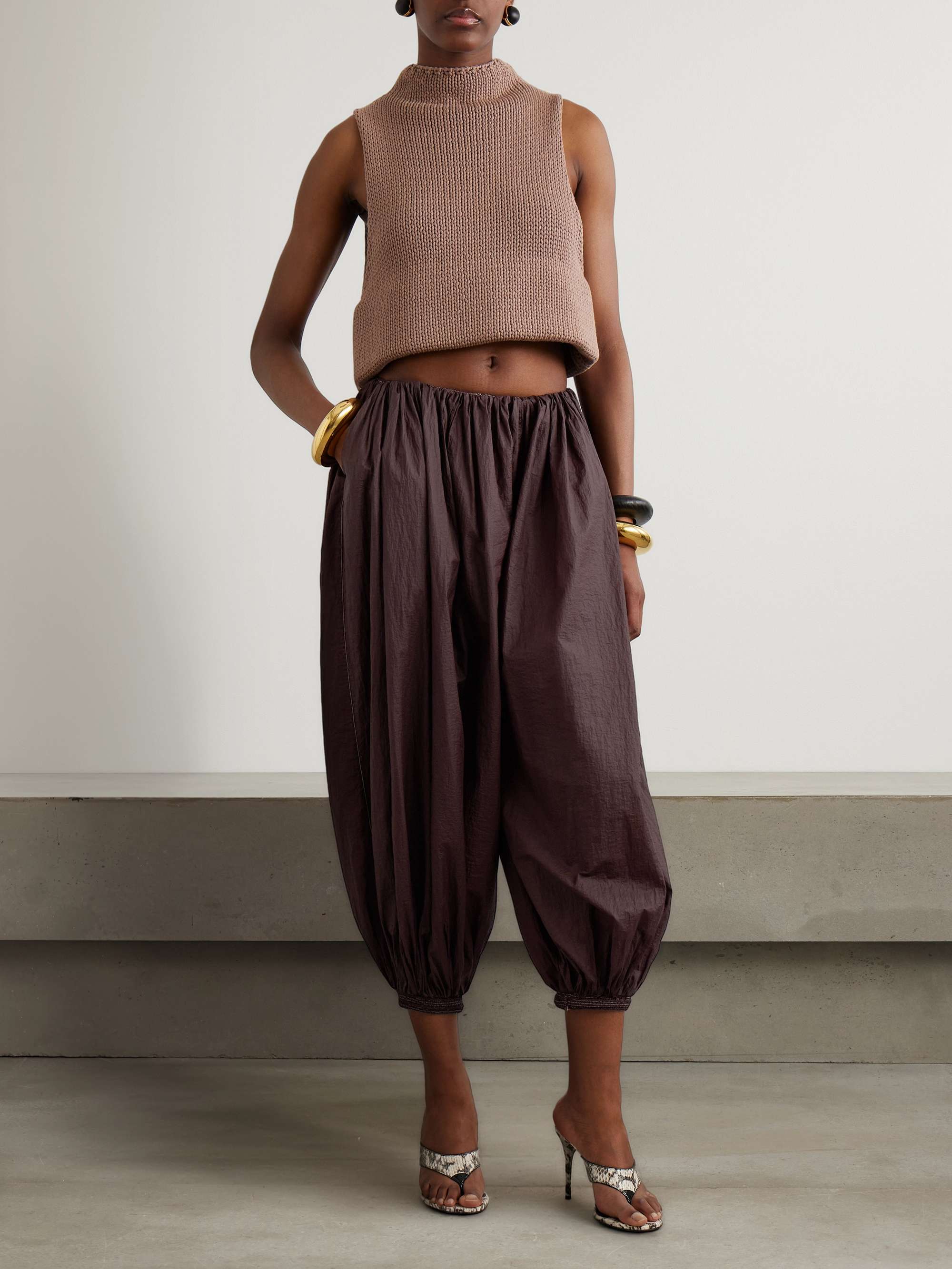 Cropped cotton-blend turtleneck tank view