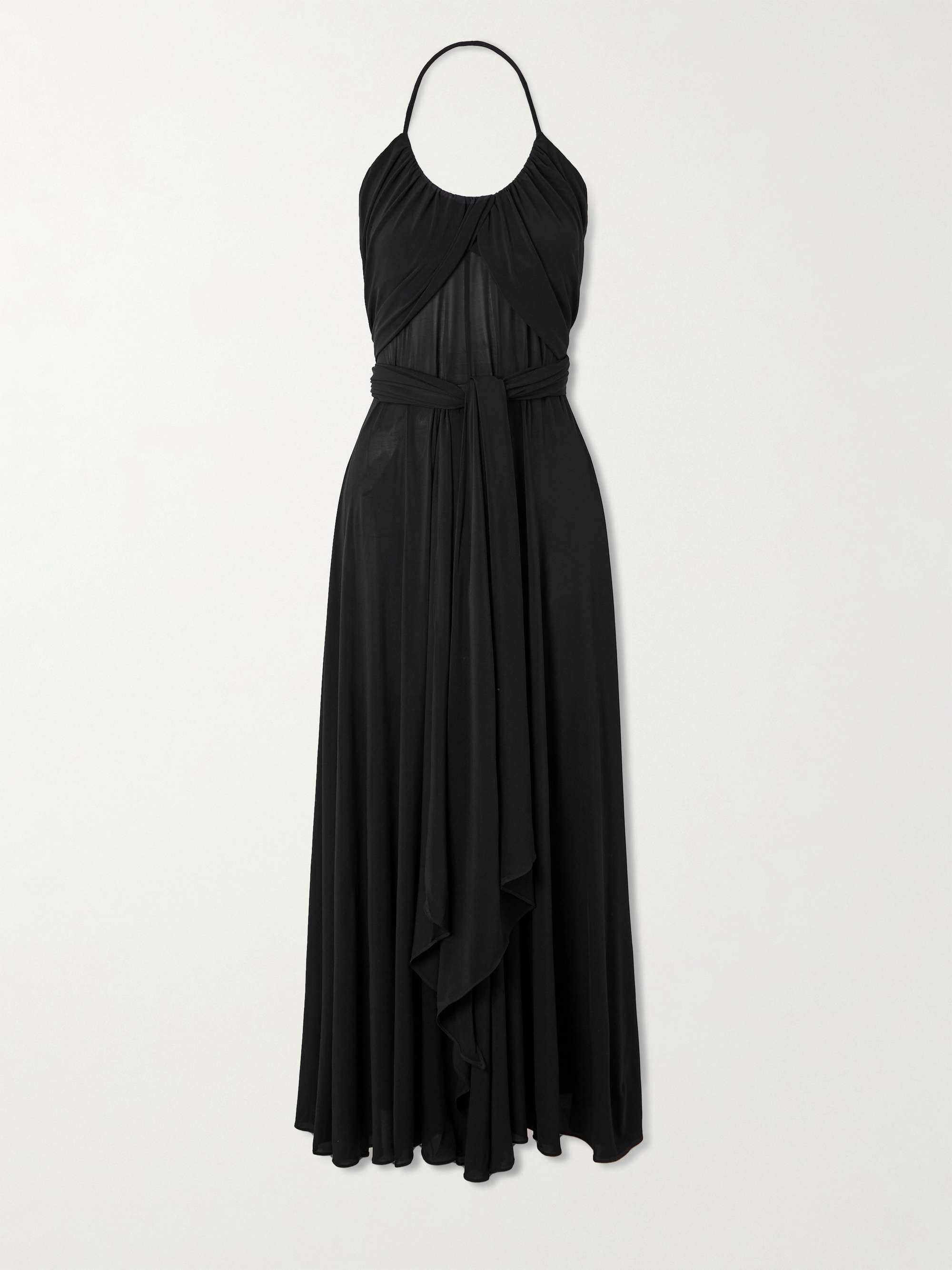 Belted gathered jersey halterneck maxi dress view