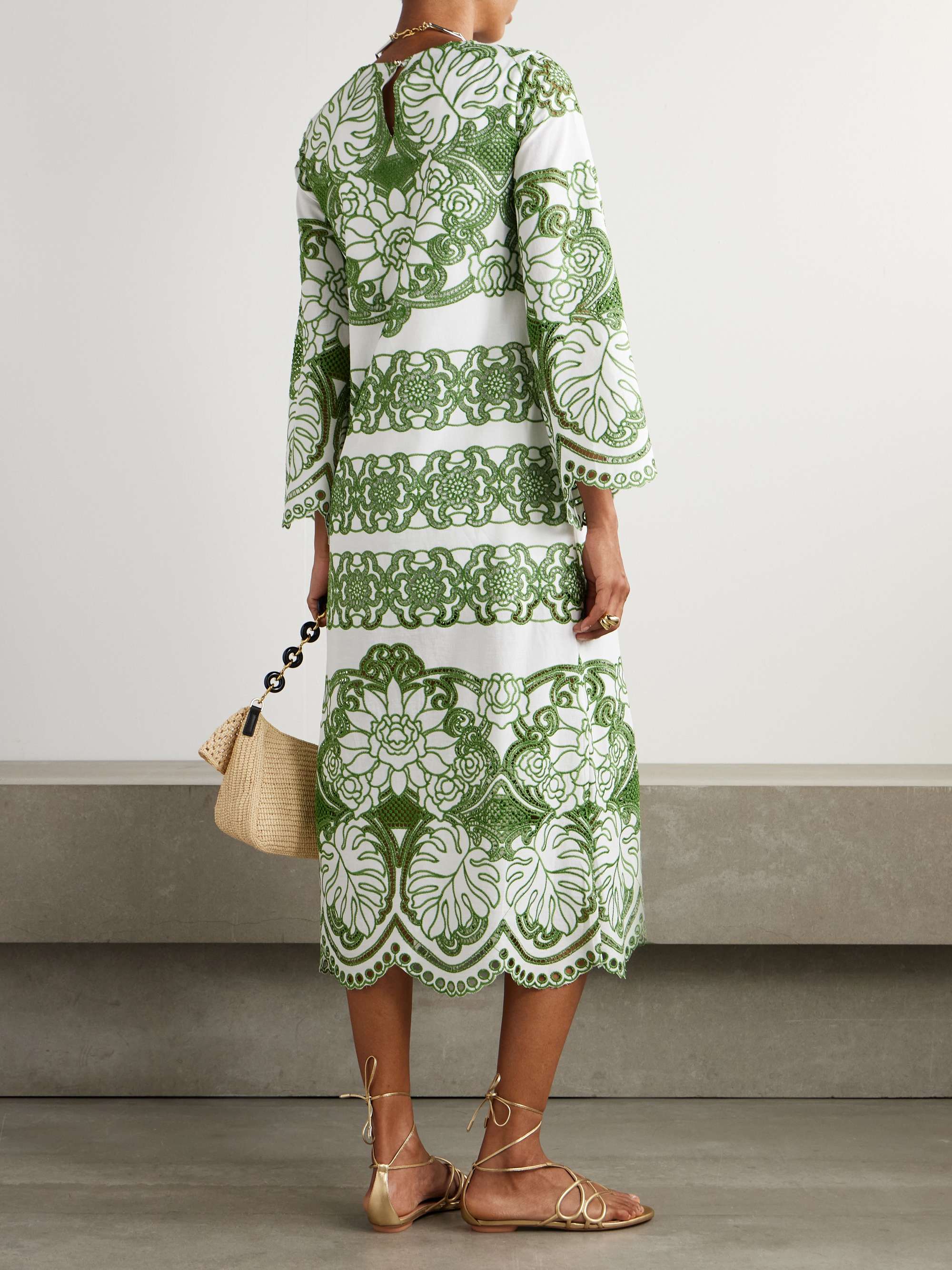 Seraphina scalloped broderie anglaise cotton-poplin midi dress view