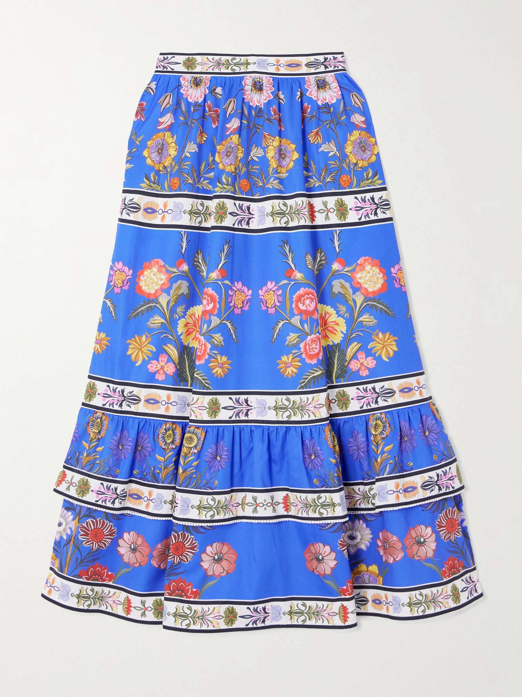 Paulina printed cotton-poplin midi skirt view