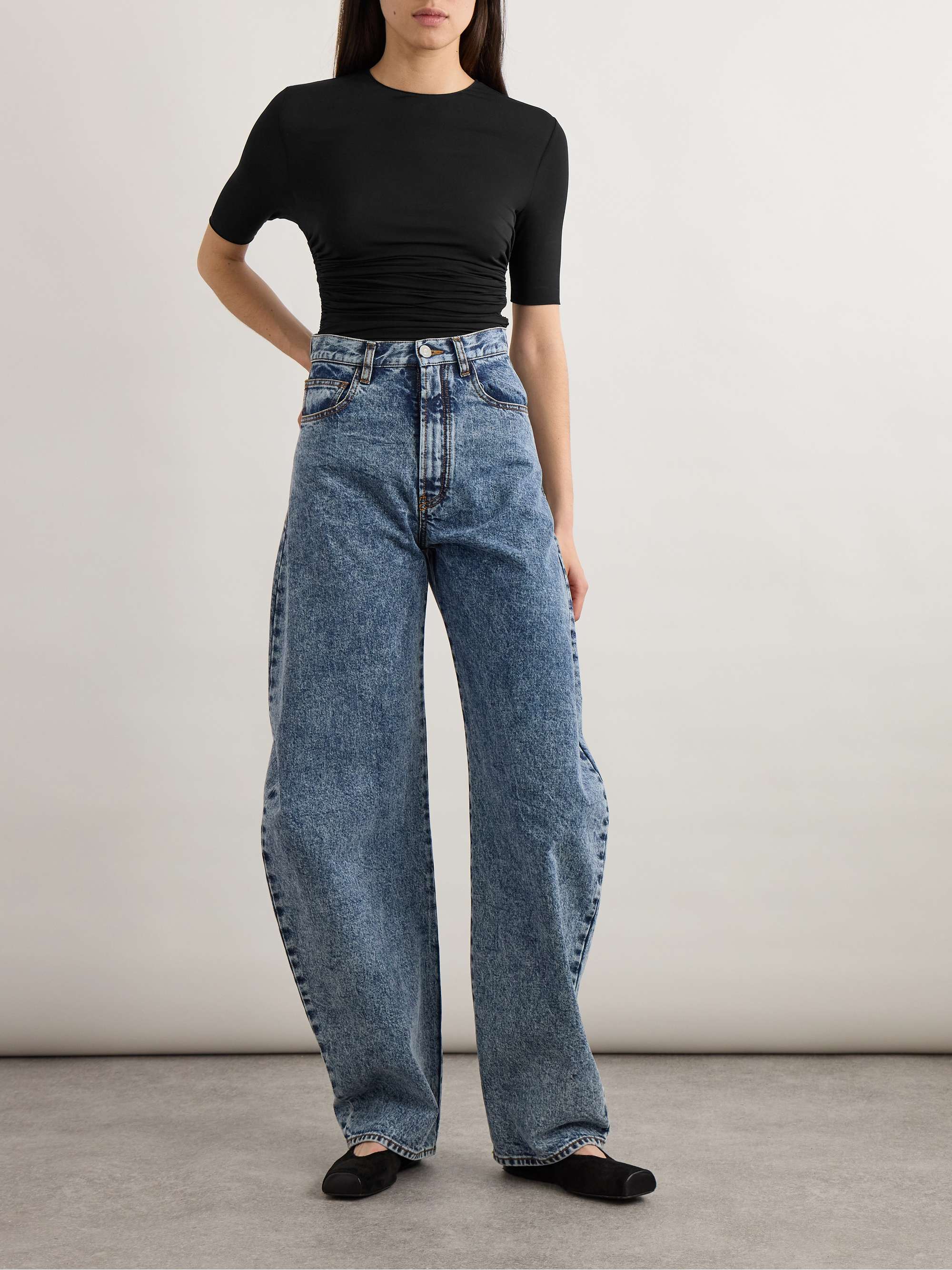 Ruched stretch-jersey T-shirt view