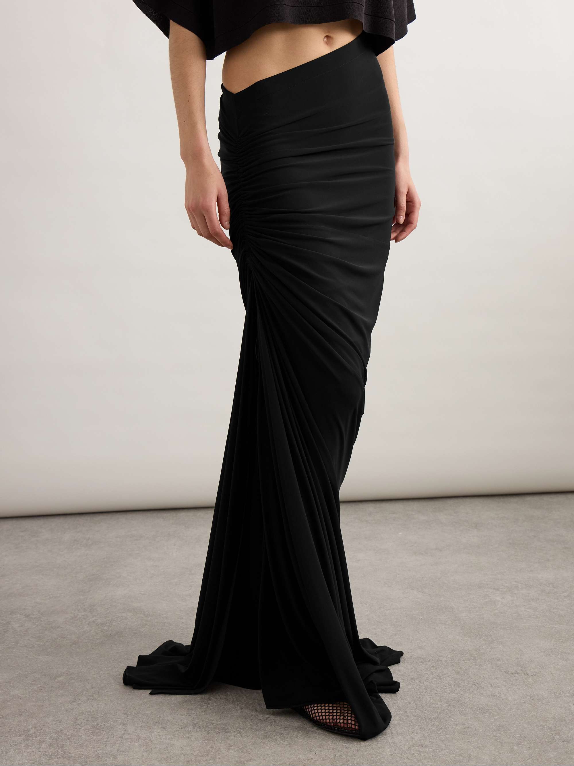 Draped stretch-knit maxi skirt view