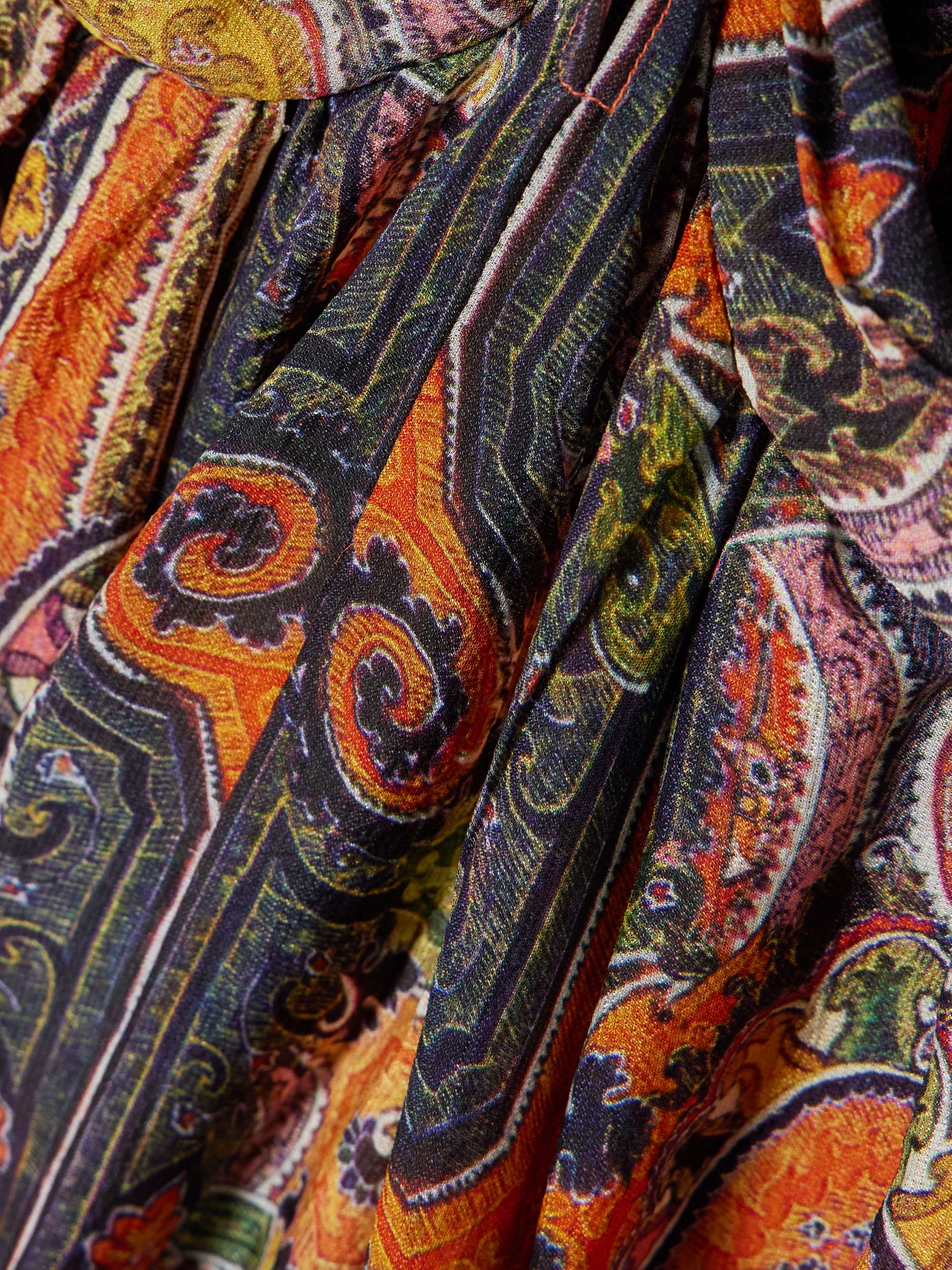 Yickia tiered printed silk-voile halterneck top view