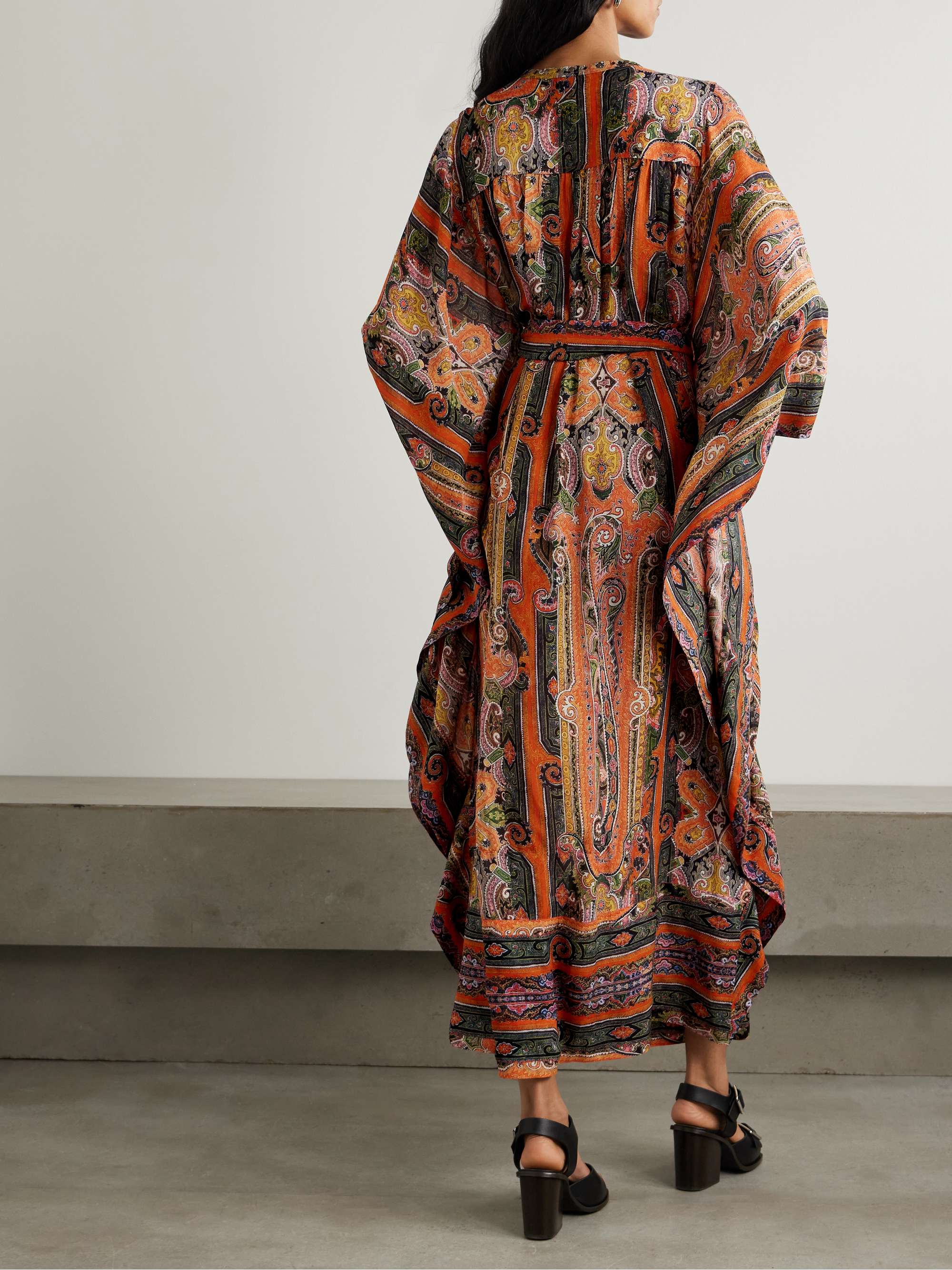 Melinda belted embellished printed silk-voile maxi dress view