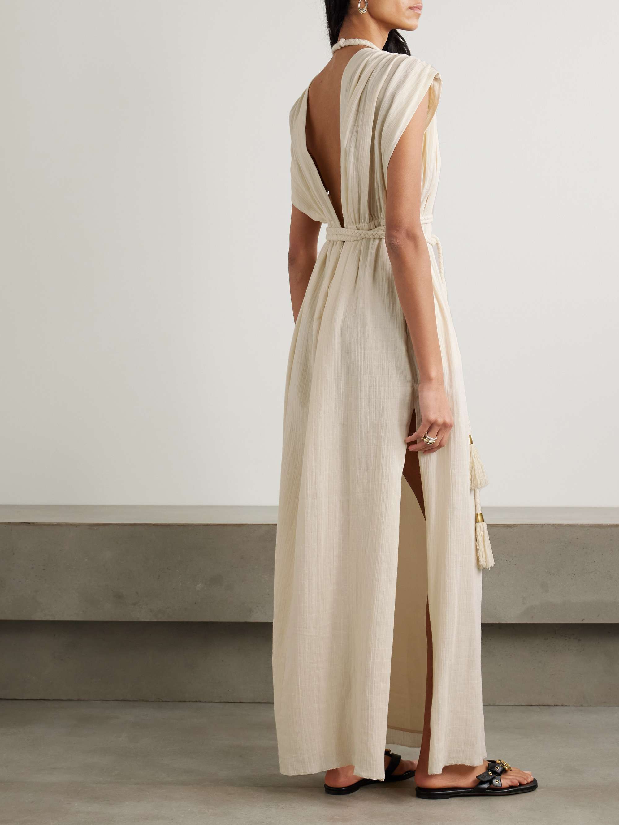 Joya braided gathered cotton-gauze maxi dress view