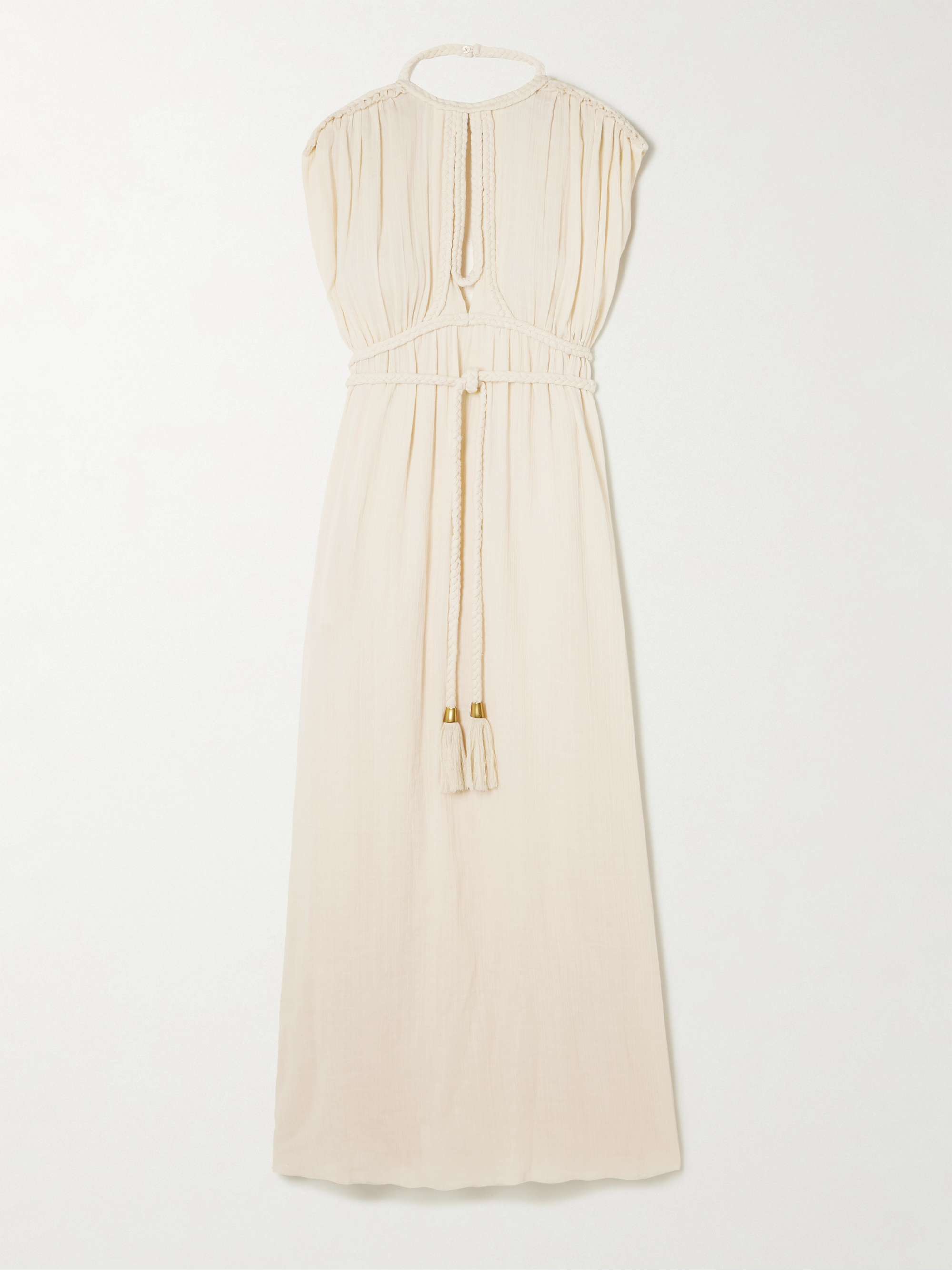 Joya braided gathered cotton-gauze maxi dress view