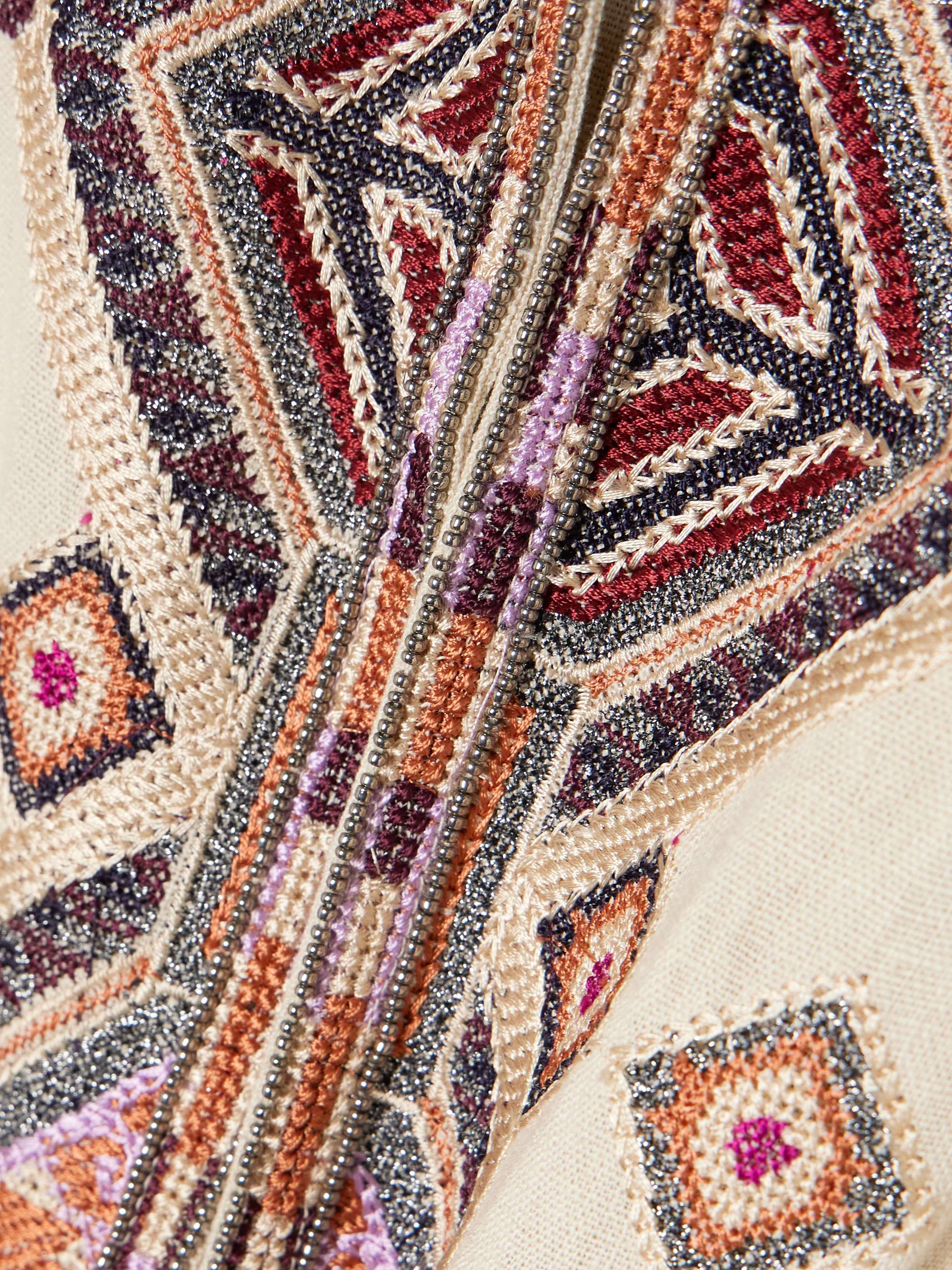 Zayana fringed embellished embroidered silk-gauze mini dress view