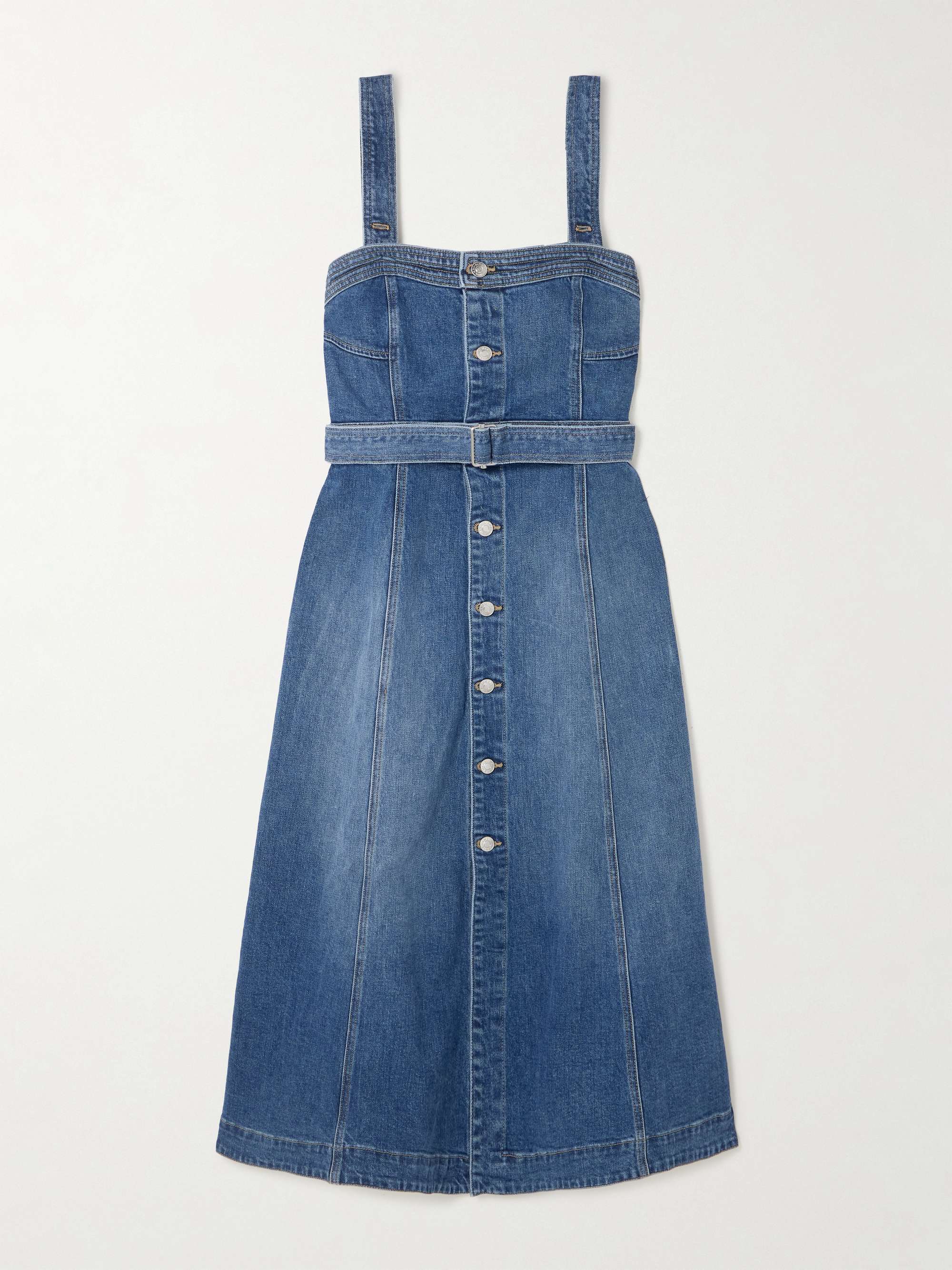 Alba belted stretch-denim midi dress view