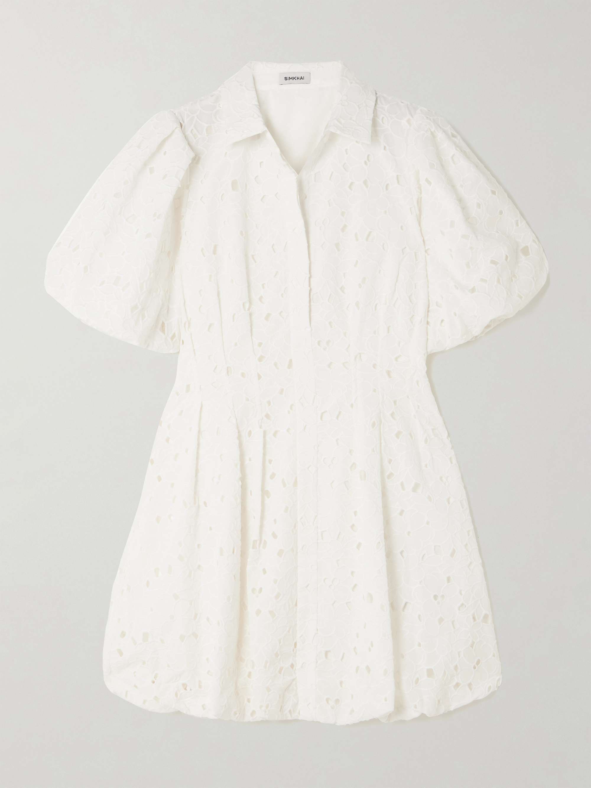 Cleo pleated broderie anglaise cotton mini shirt dress view
