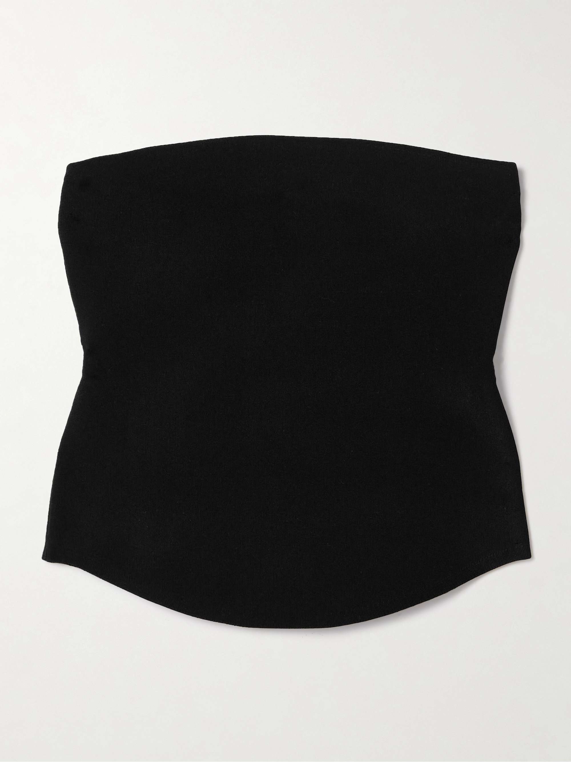 Shawn strapless recycled knitted bustier top view