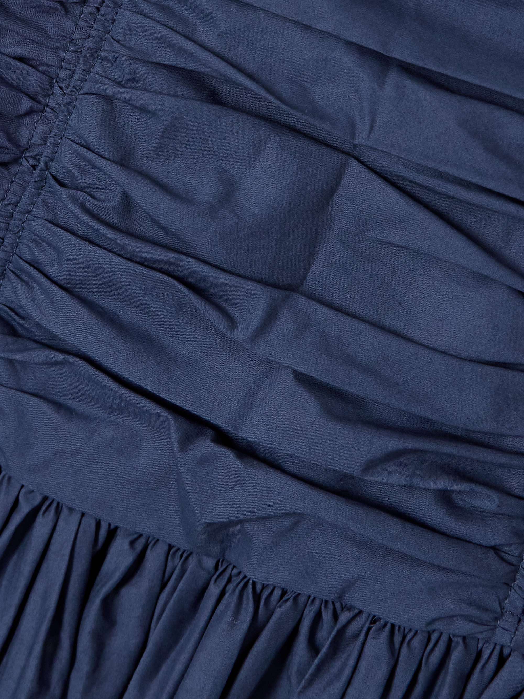 Strapless ruched organic cotton-poplin midi dress view