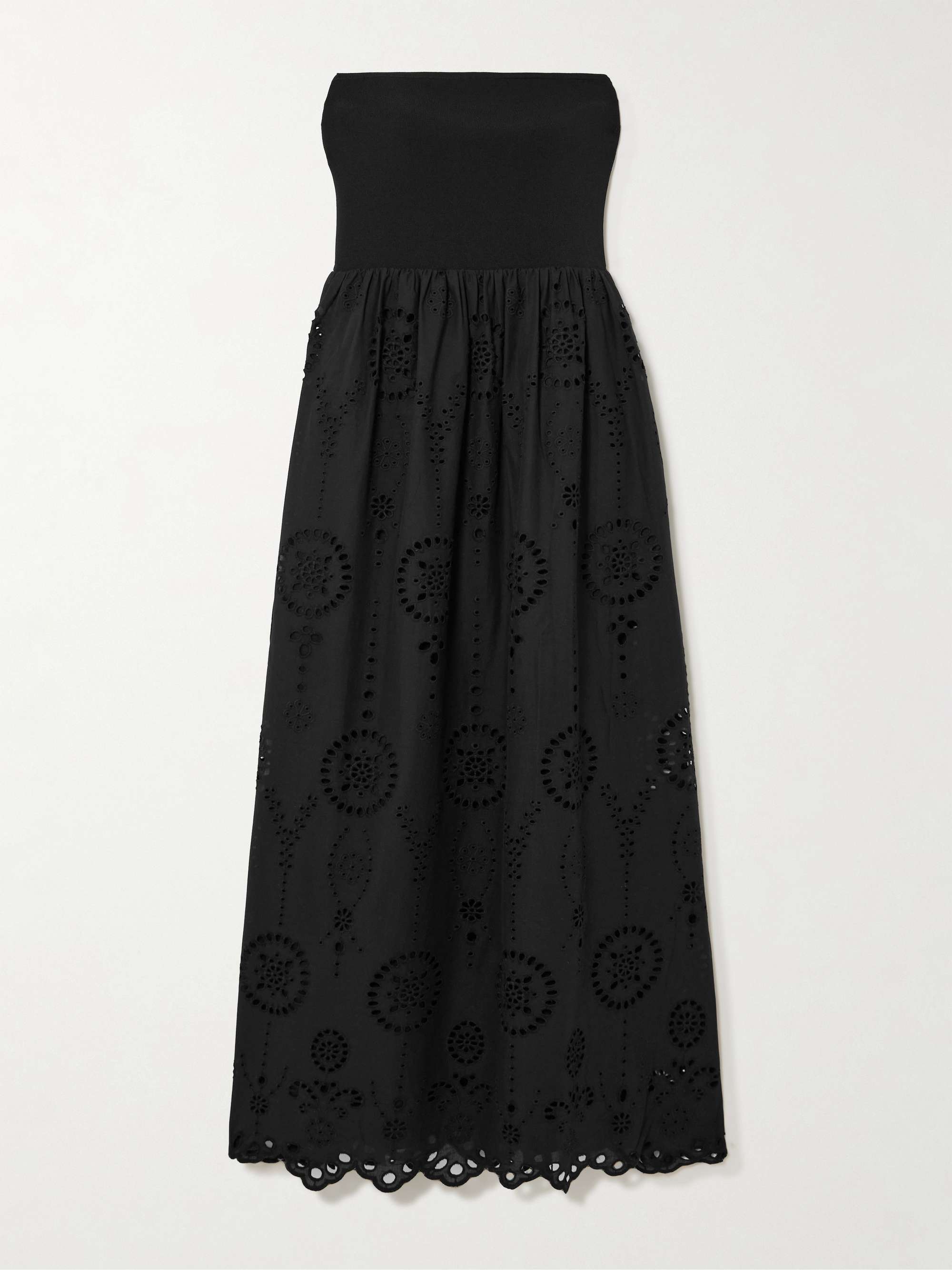 Strapless broderie anglaise organic cotton and stretch-knit midi dress view