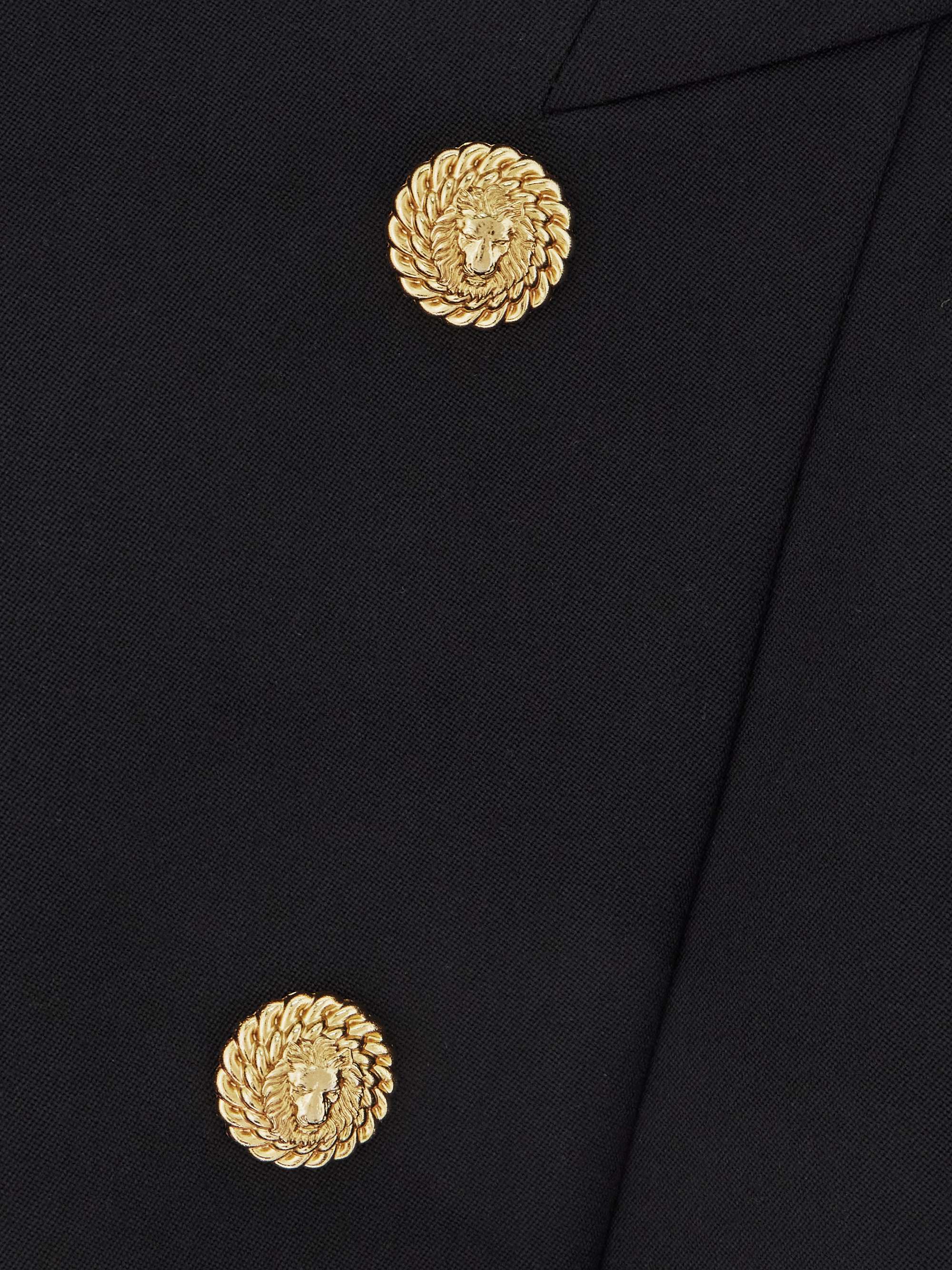 Button-embellished pleated grain de poudre wool mini skirt view