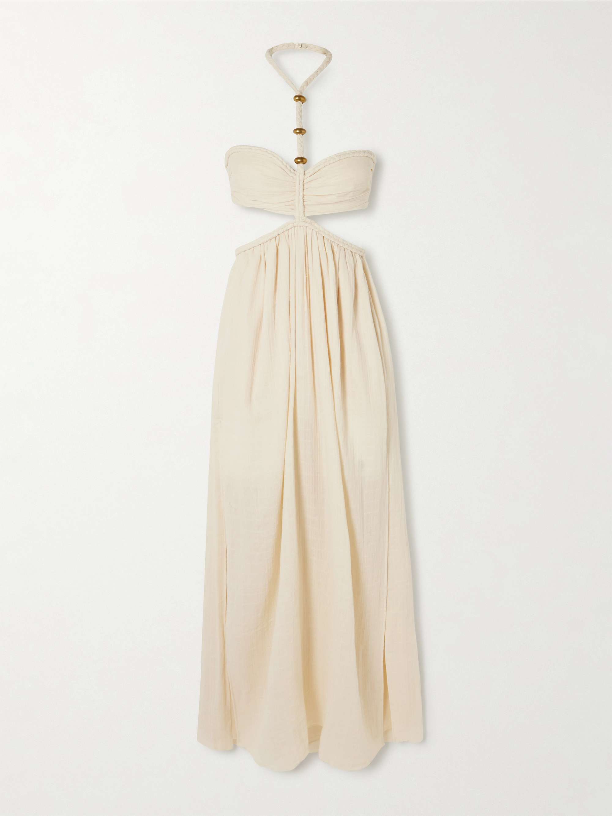 Justine embellished cutout braided cotton-gauze halterneck maxi dress view