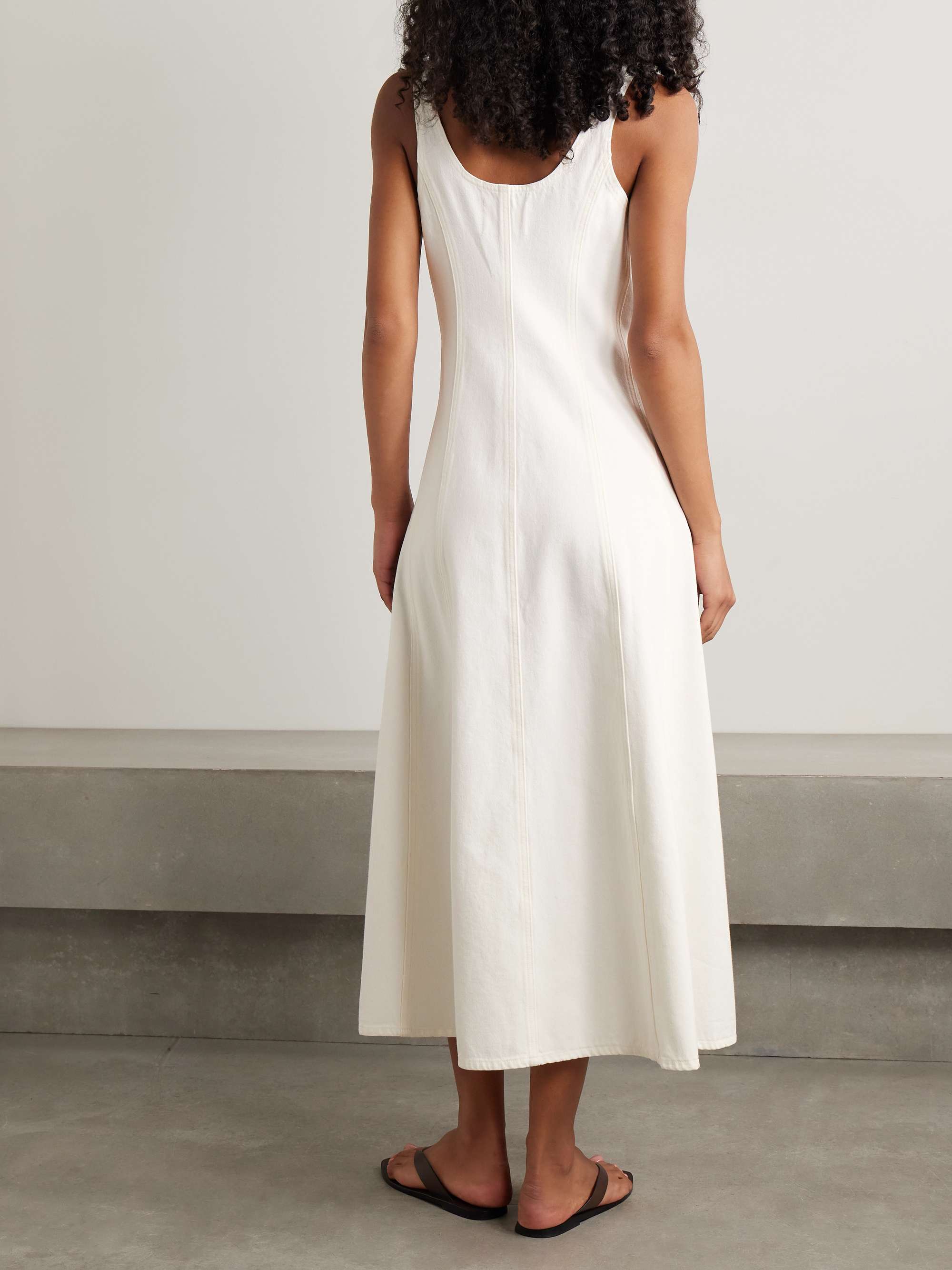 Rosetta paneled denim midi dress view