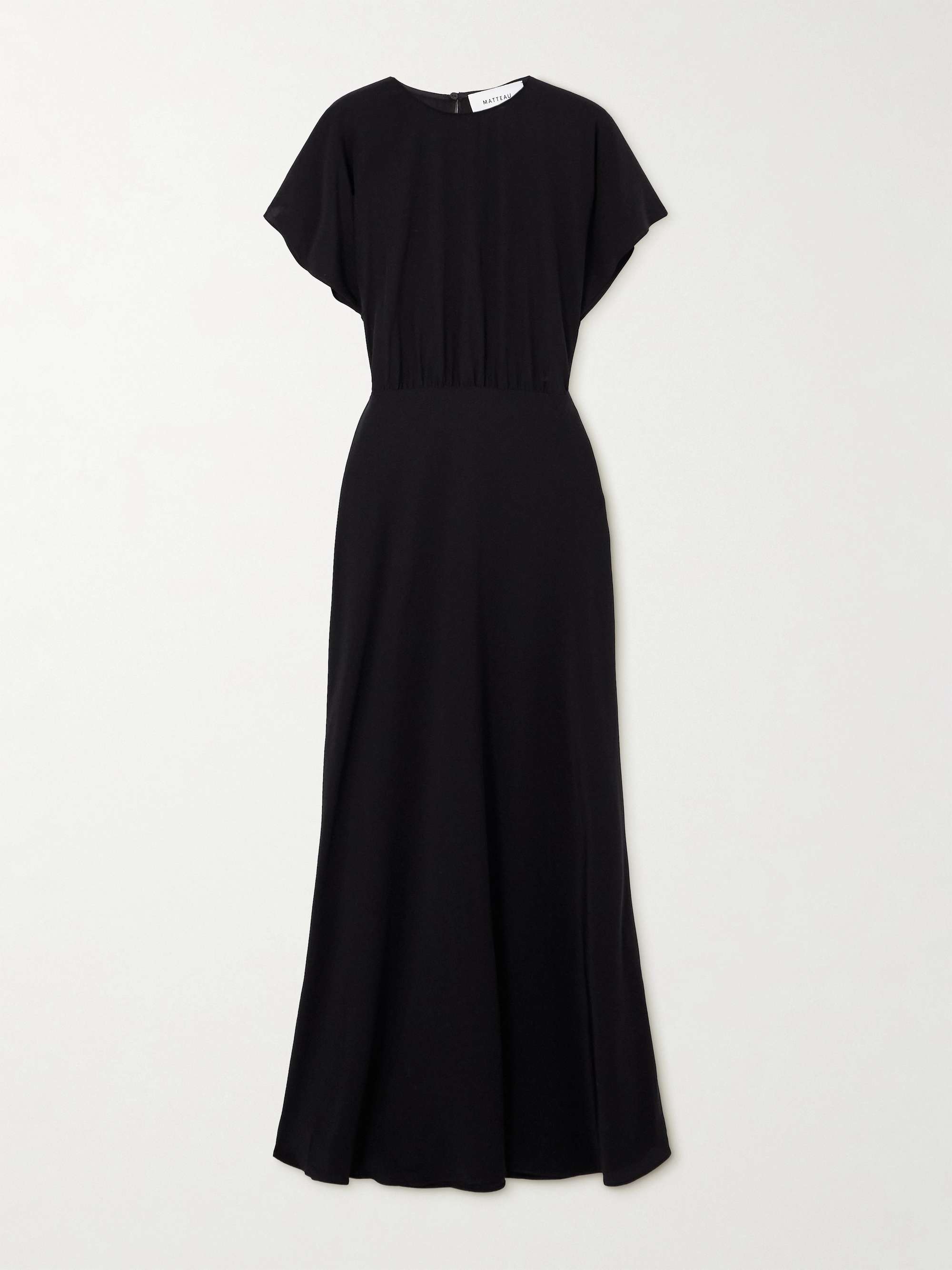 Gathered silk crepe de chine maxi dress view