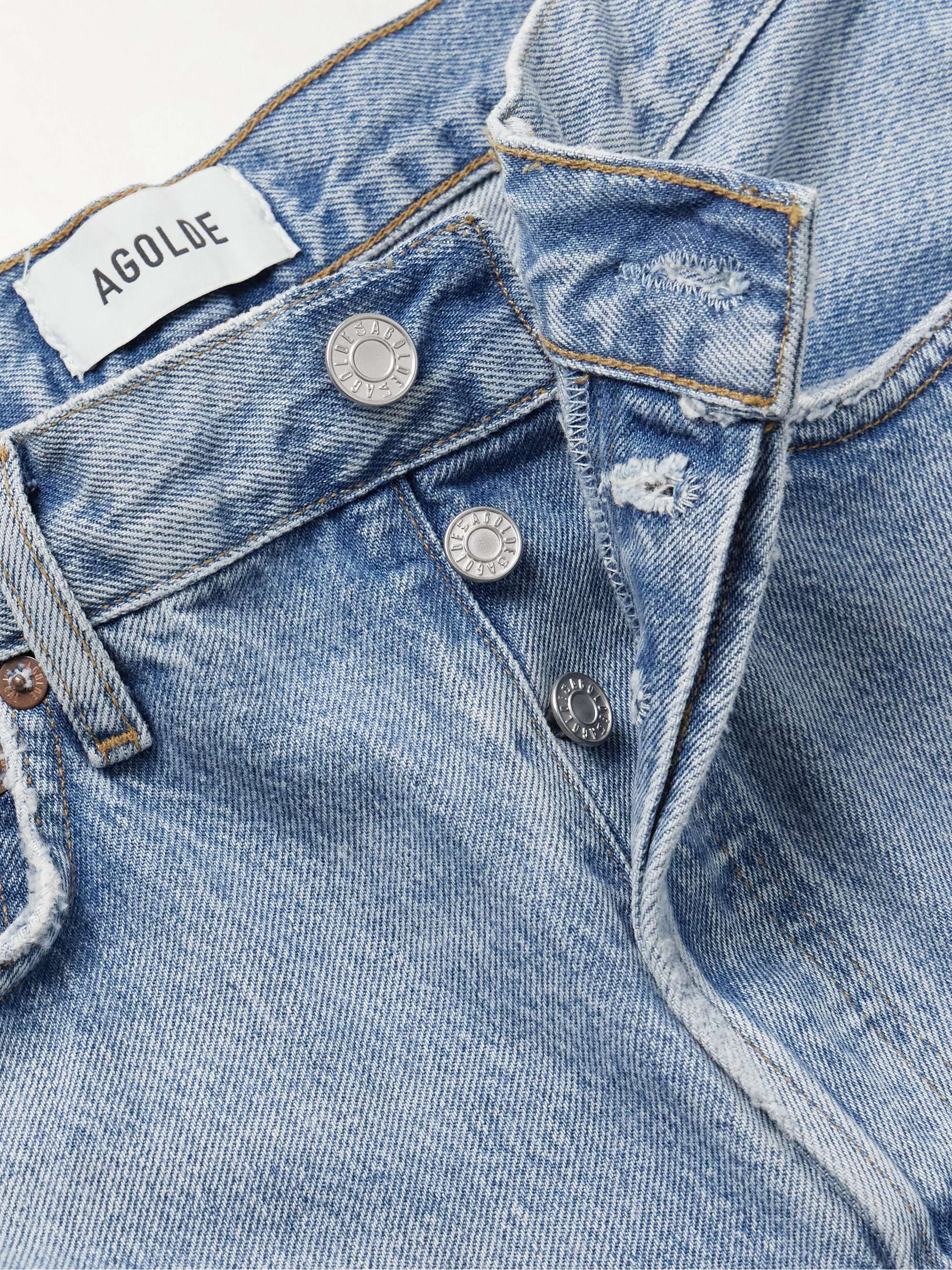 90's Pinch Waist Long frayed high-rise straight-leg jeans view