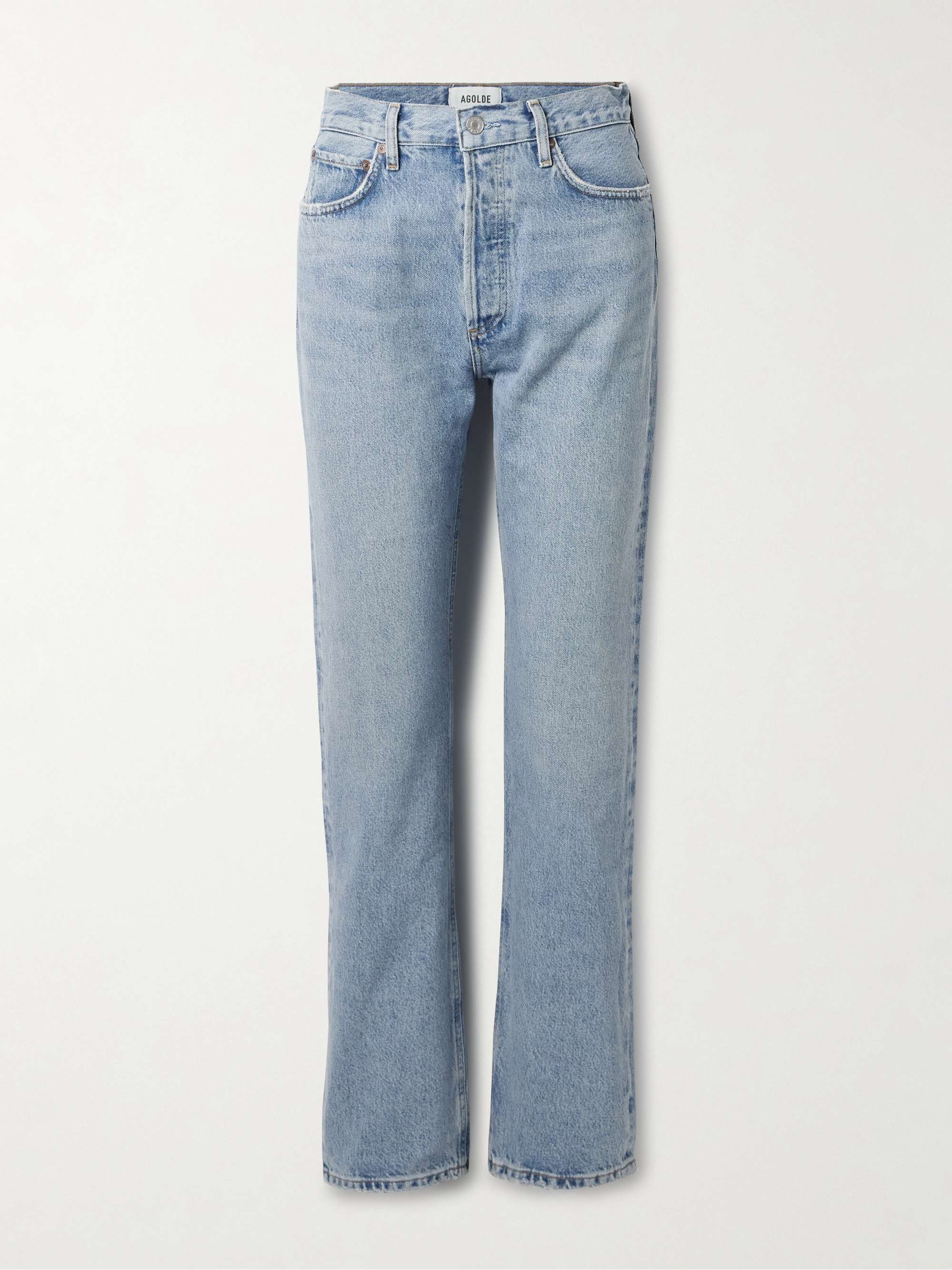 90's Pinch Waist Long frayed high-rise straight-leg jeans view