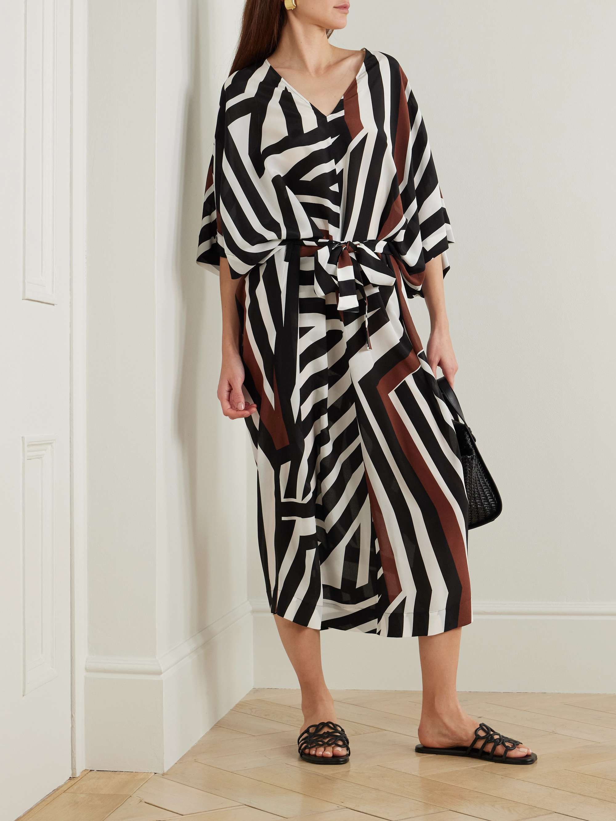 Warren belted printed silk crepe de chine coverup view