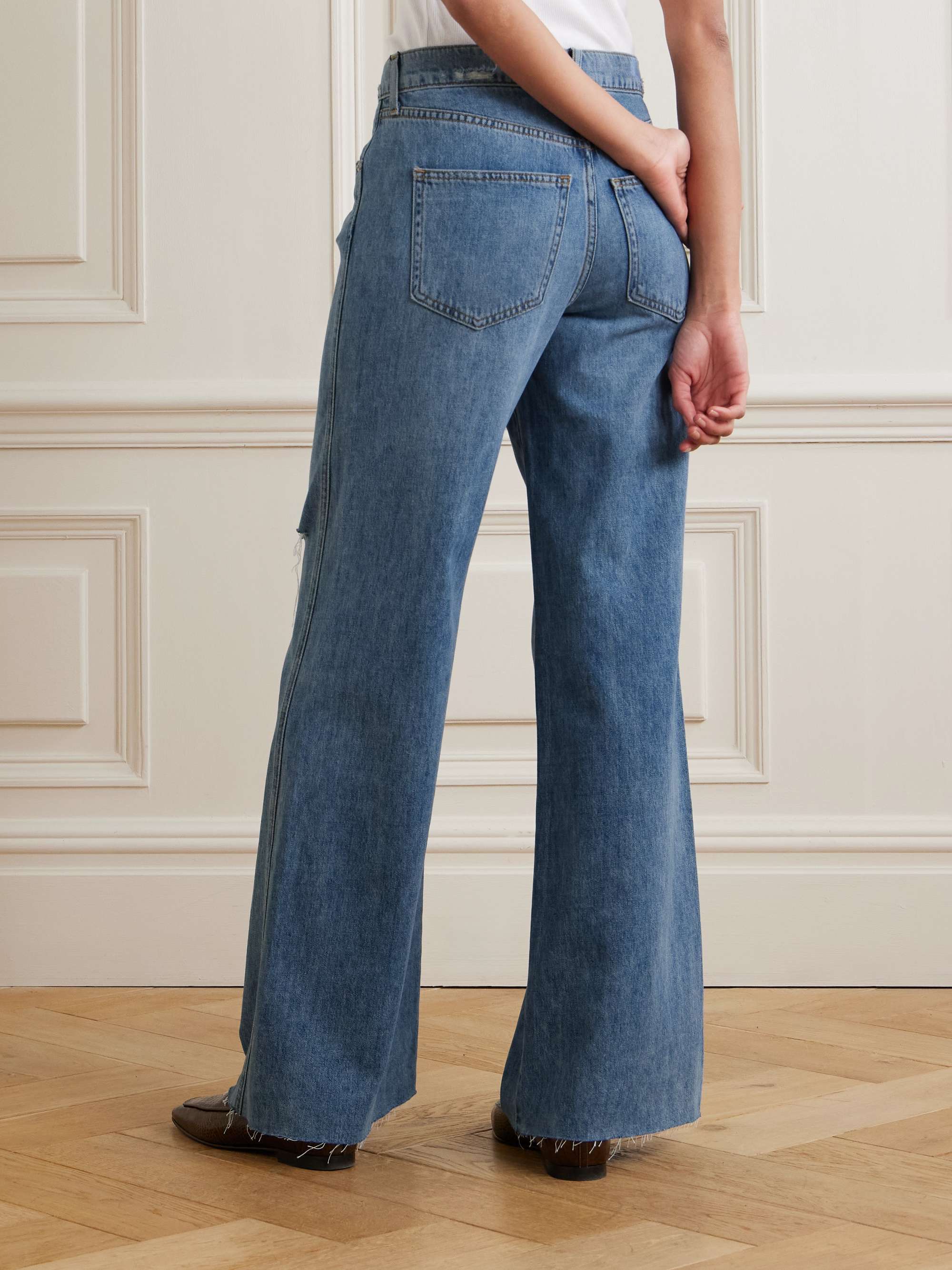 Kasey frayed mid-rise wide-leg jeans view