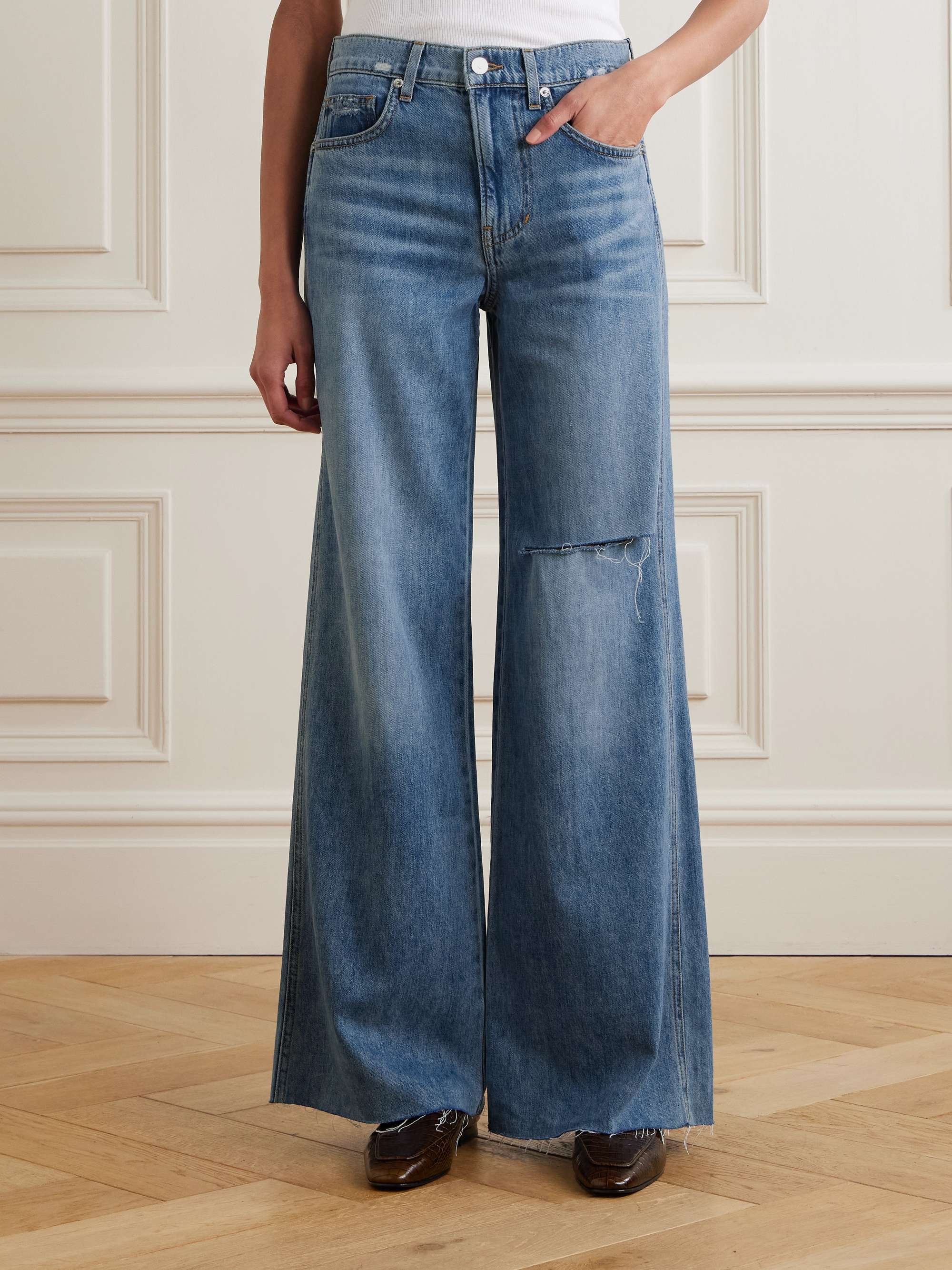Kasey frayed mid-rise wide-leg jeans view