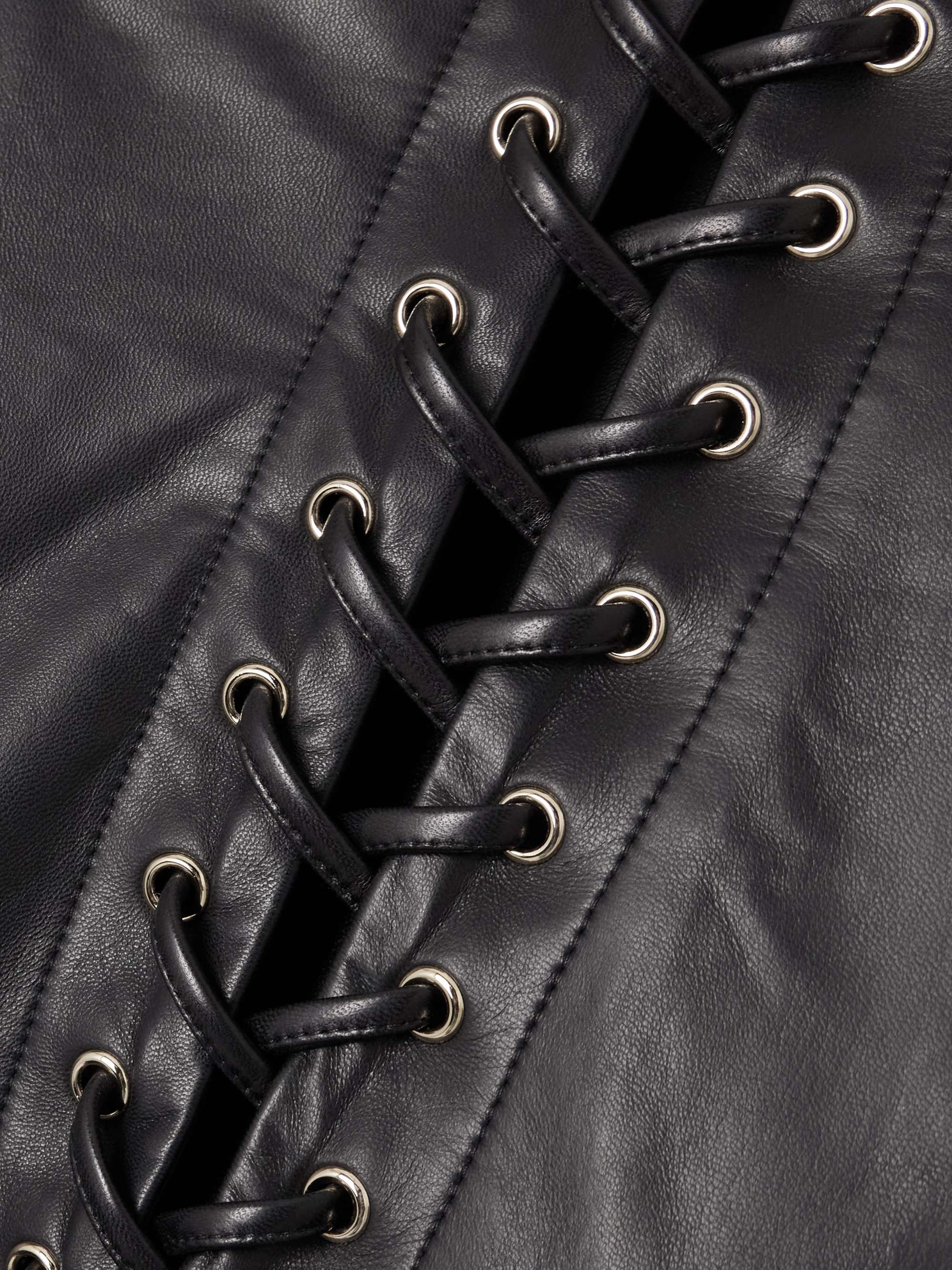 Rossetto asymmetric lace-up leather coat view